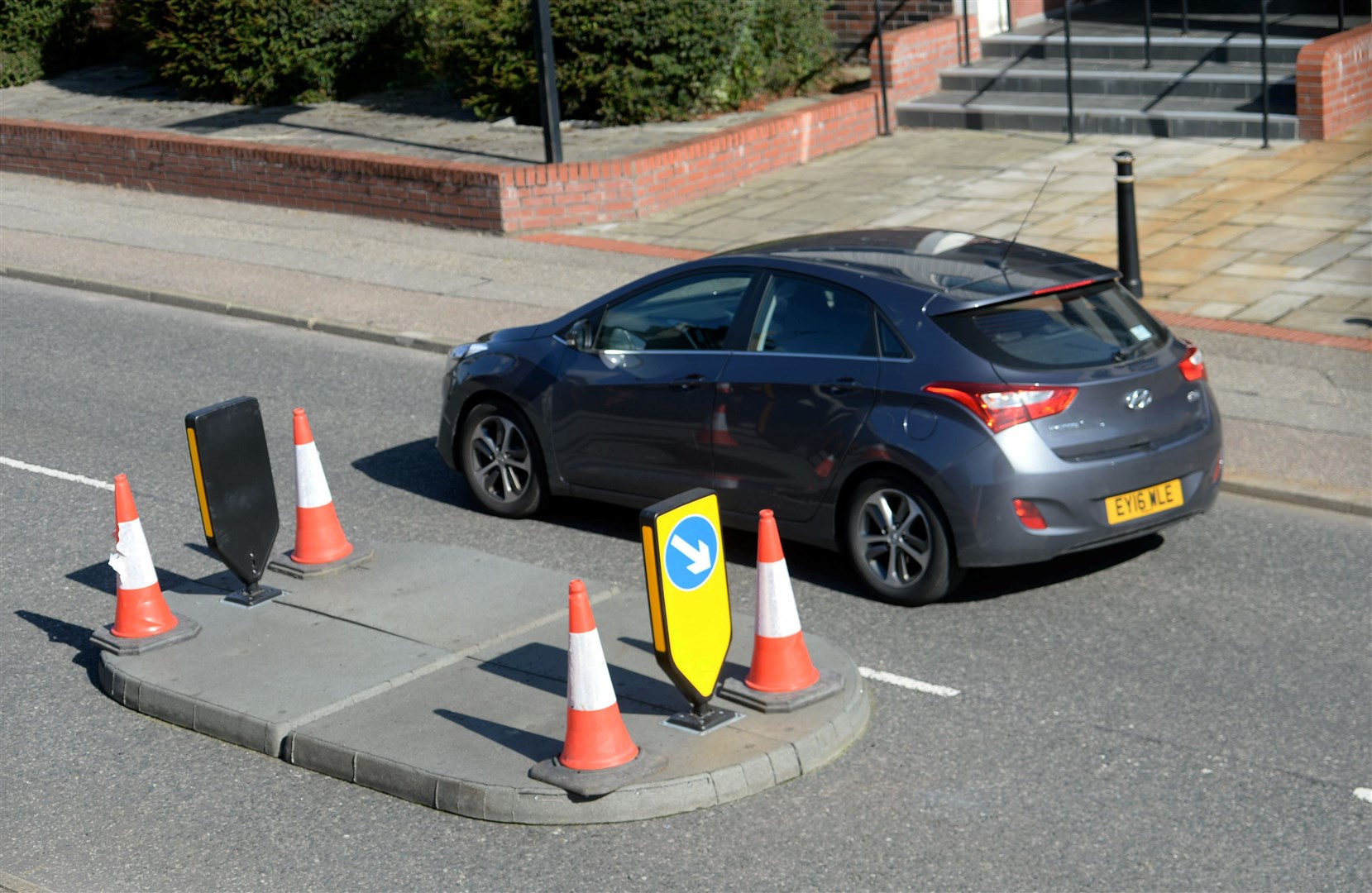 A traffic island placed opposite the police station in Dingwall has also proved contentious with some motorists concerned about its potential impact on gridlock situations. Picture: Callum Mackay