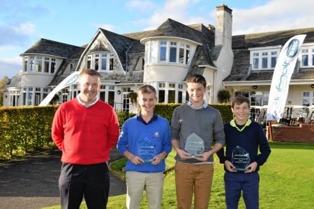 ClubGolf Junior Masters Champions: Clubgolf PGA professional Robert Farrell, Rory Thain, Hamish Brown and Jamie Dobie