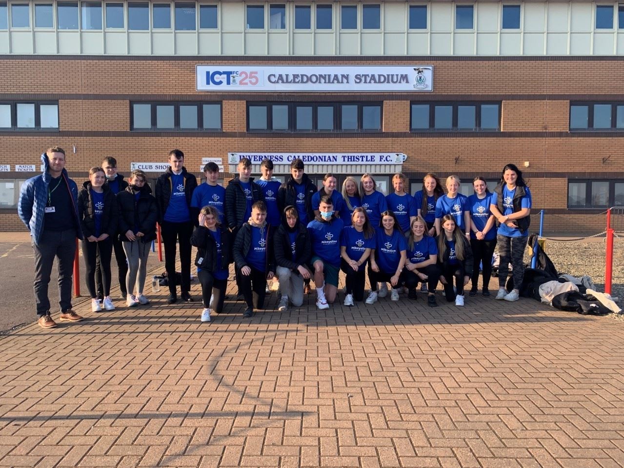 Pupils from Inverness Royal Academy recently carried out a sponsored sit-down at Inverness Caledonian Thistle’s grounds to support local charity Mikeysline.