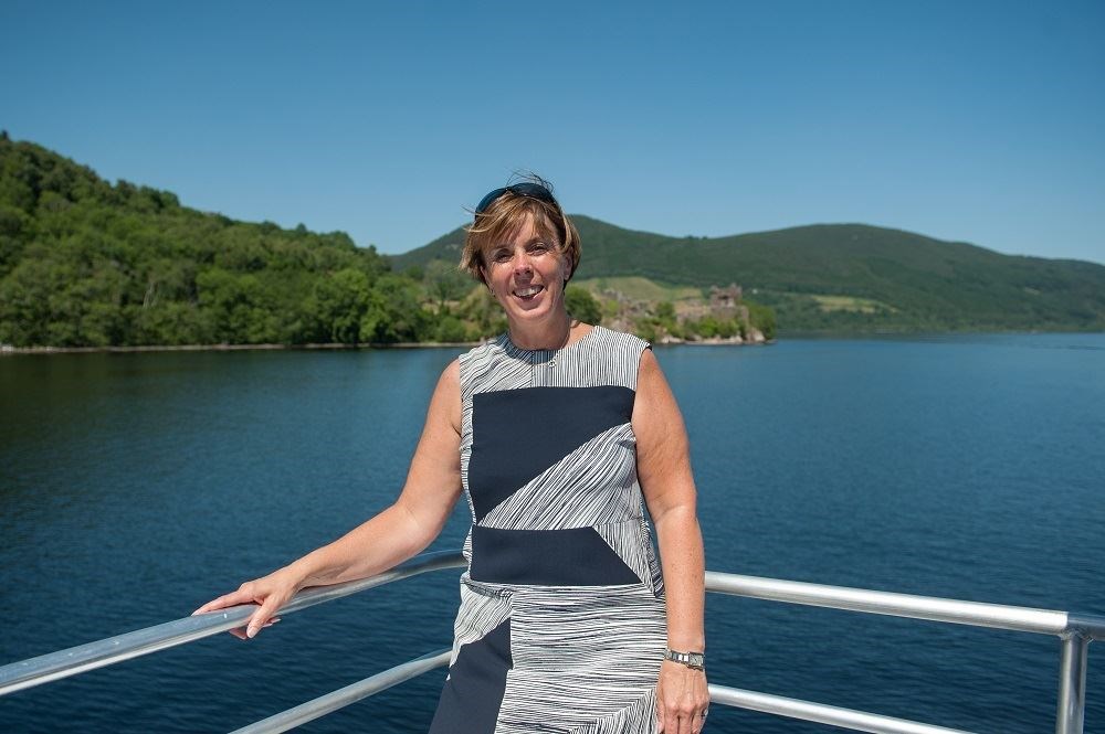 Freda Newton at the launch of Loch Ness by Jacobite's Jacobite Maverick.