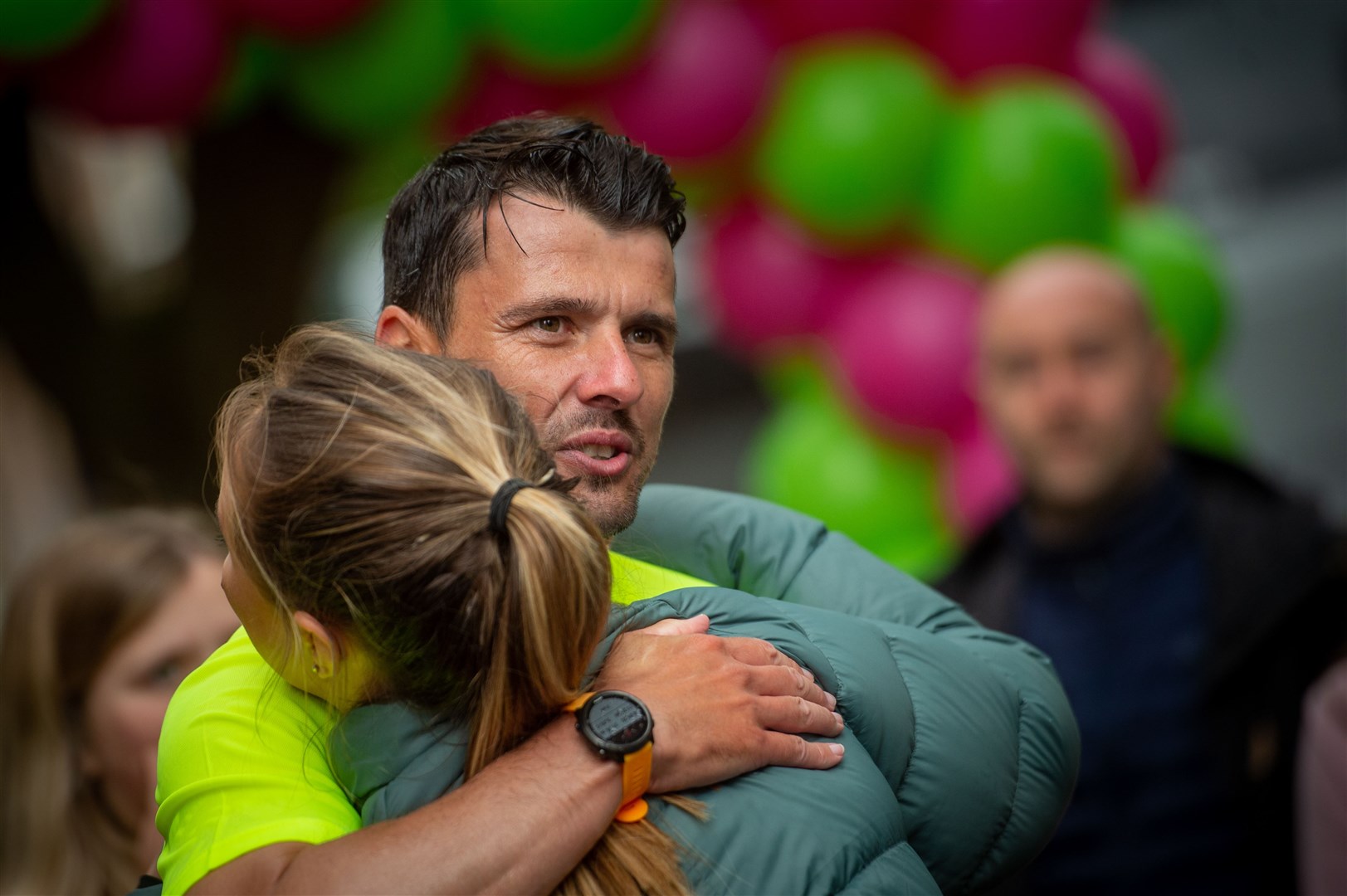 Steven Mackay gets a hug from his niece Ellie Fraser. Picture: Callum Mackay