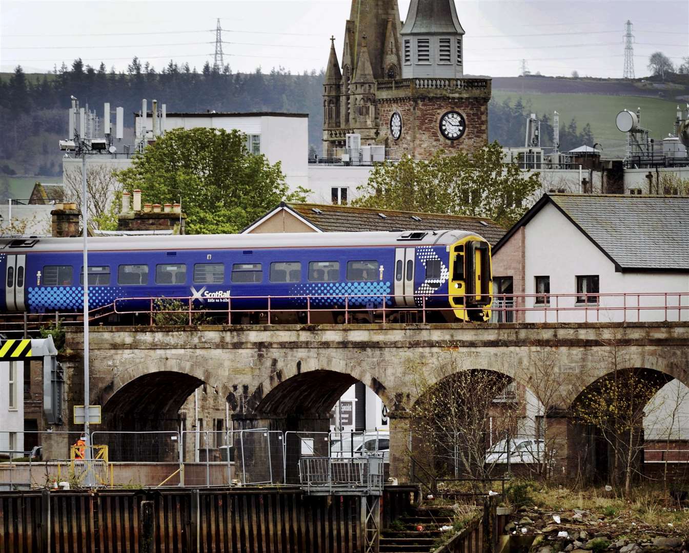 Scotrail train heads out of Inverness city centre on the northern line. Picture: Gary Anthony.