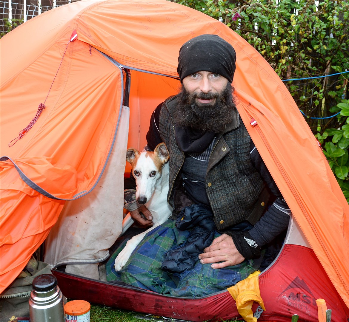 Chris Lewis and his companion Jet have been walking around Britain for SAFFA...Picture: Gary Anthony..