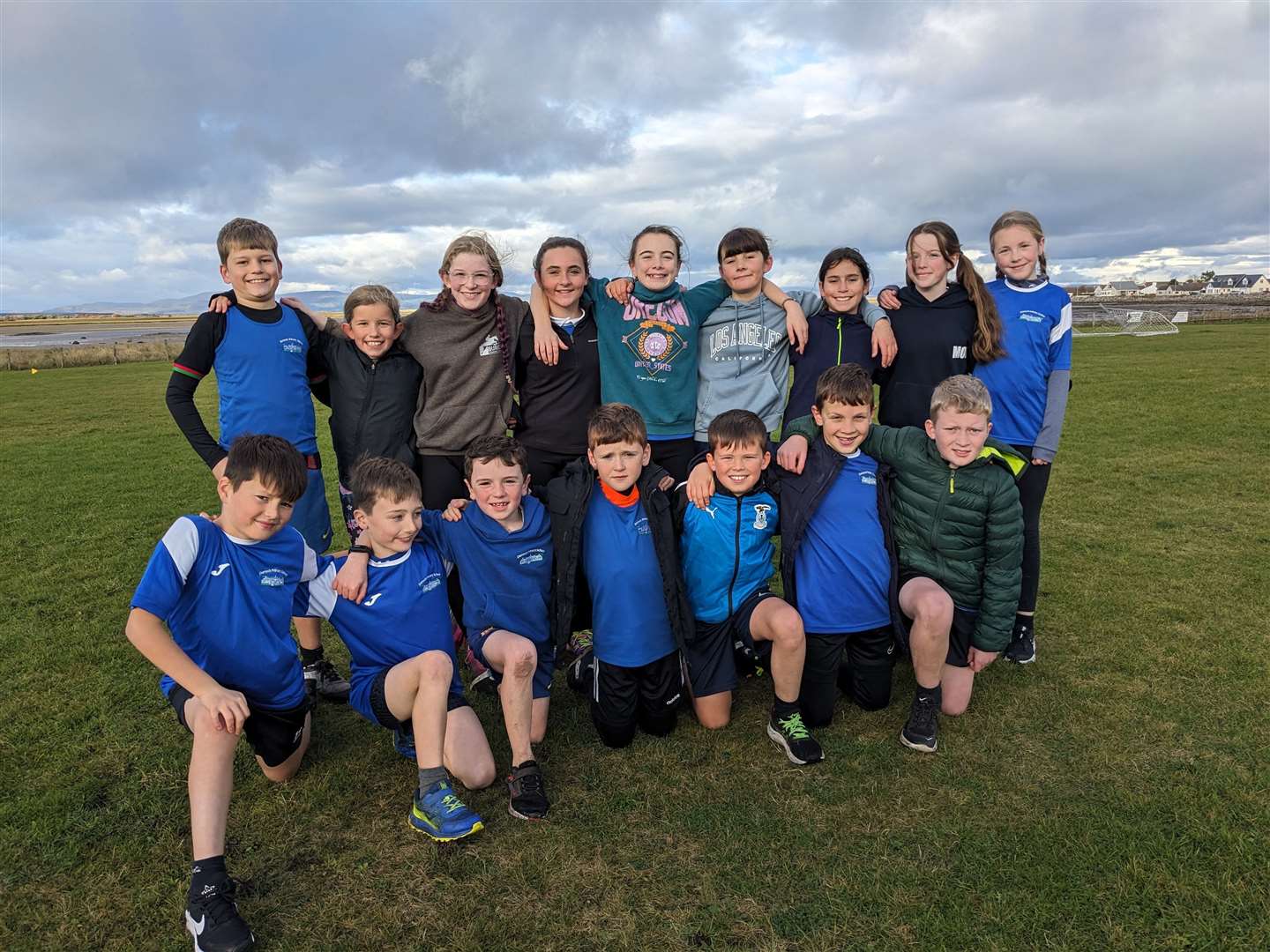 Dornoch Primary School's cross country team.