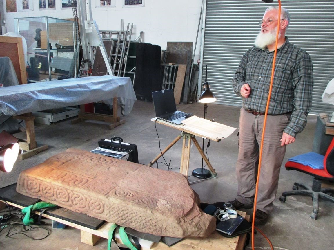 The Pictish stone at the conservators. Picture: NOSAS.