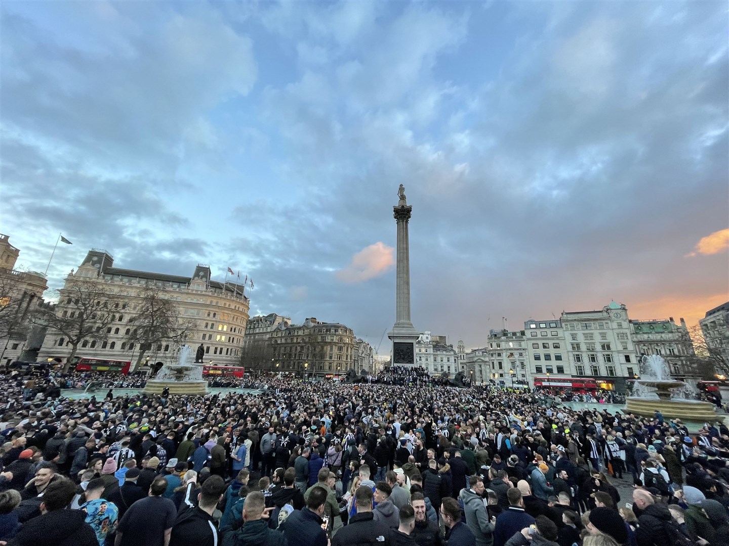 Newcastle fans gather in Trafalgar Square, London (Stefan Rousseau/PA)