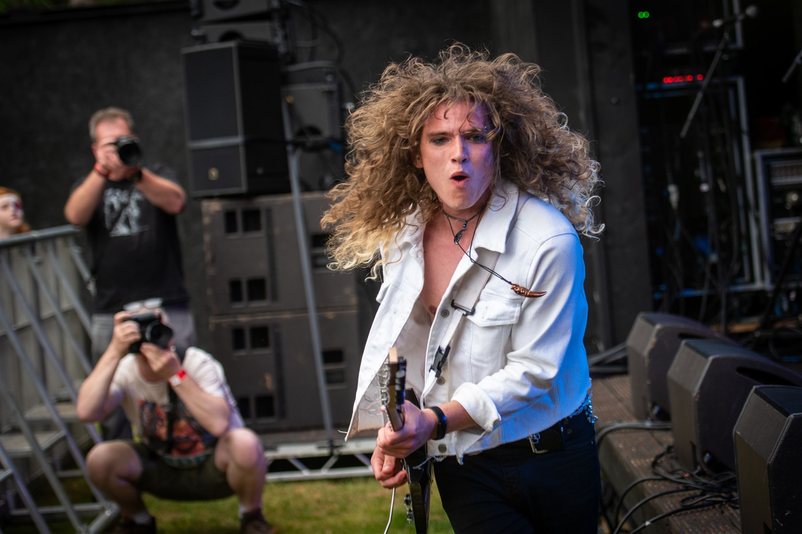 Bad Actress guitarist Chick in the frame at last weekend's Woodzstock festival. Picture: Callum Mackay