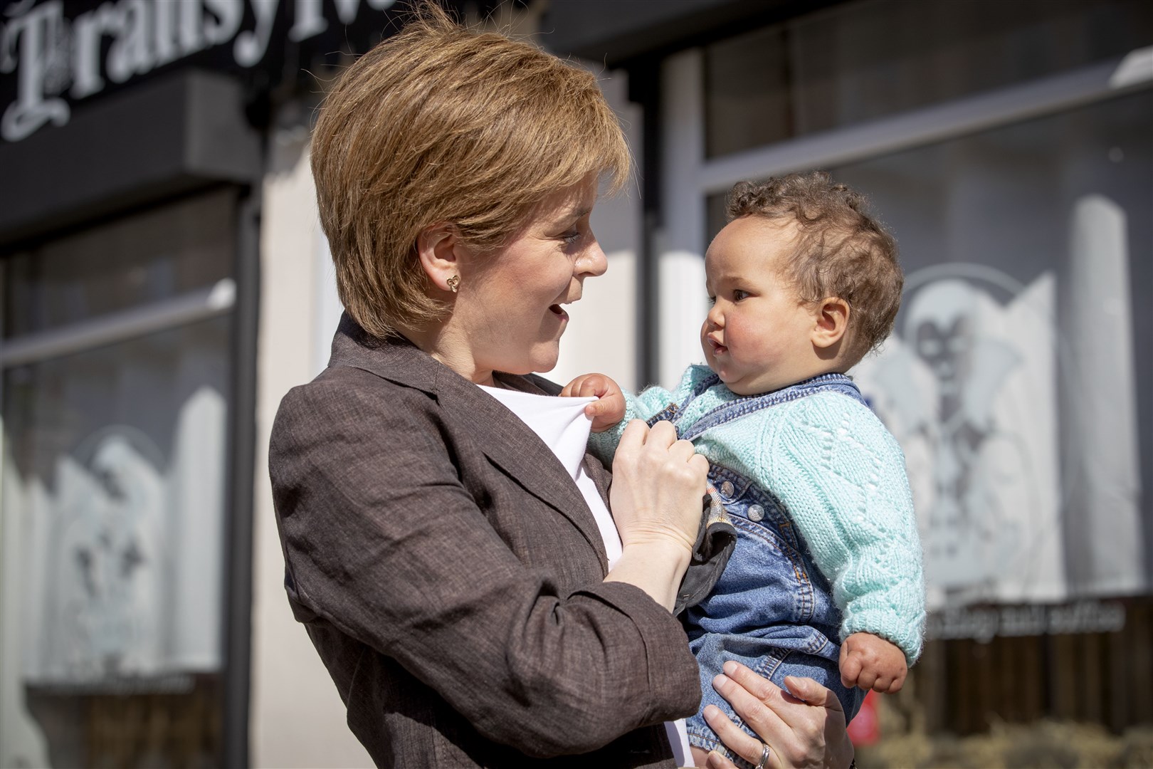 Ms Sturgeon met eight-month-old Habibba Hassan while campaigning in her Glasgow Southside constituency last month (Jane Barlow/PA)