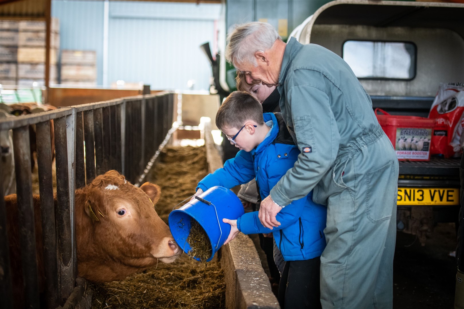 The farming family was on hand to guide children and explain what they were seeing. Picture: Callum Mackay
