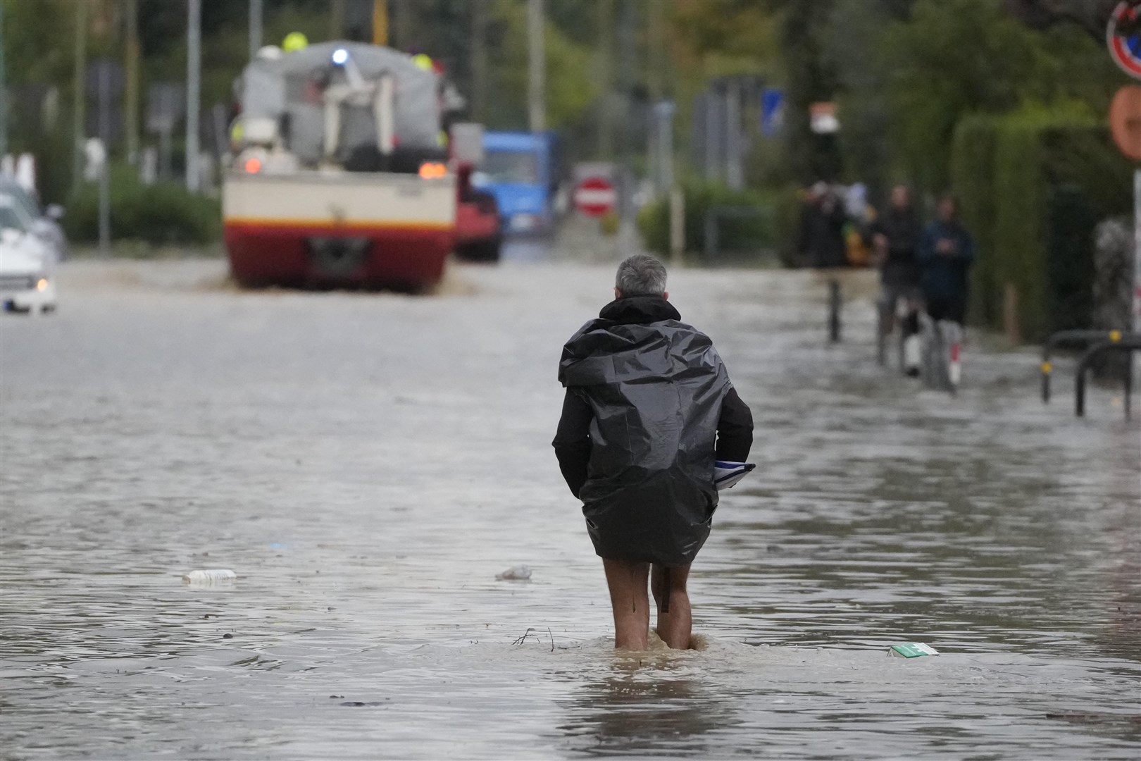 Storm Ciaran caused widespread flooding in Tuscany and inundated the ground floor of a hospital (Gregorio Borgia/AP)