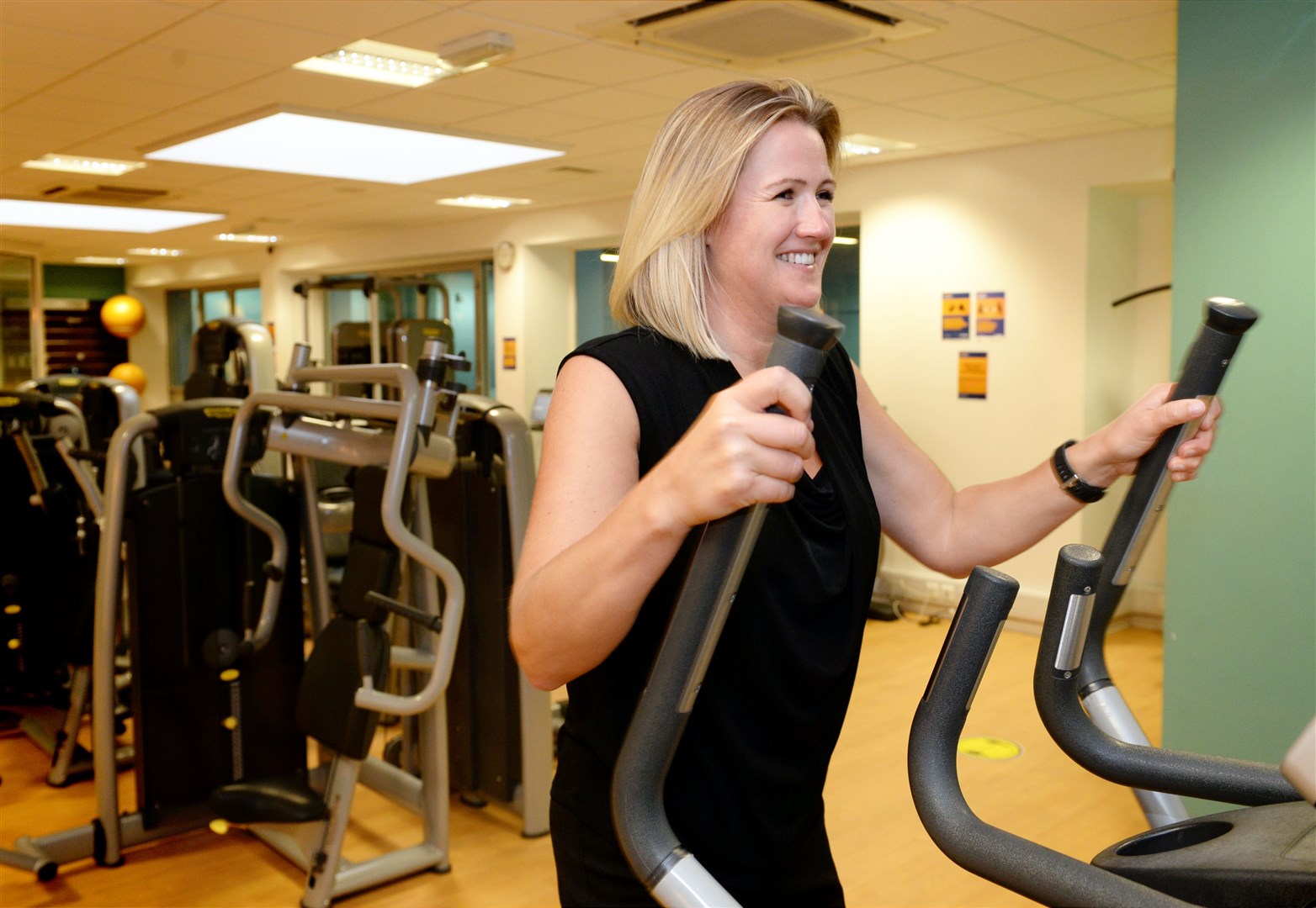 Lisa MacDonald on a cross trainer in Dingwall Leisure Centre. Picture: James Mackenzie
