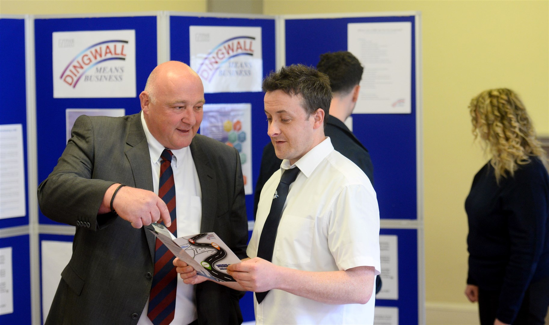 Dingwall BID drop in..BID manager for Dingwall George Murray with John Munro Butcher George Laurie...Picture: Gary Anthony. Image No..