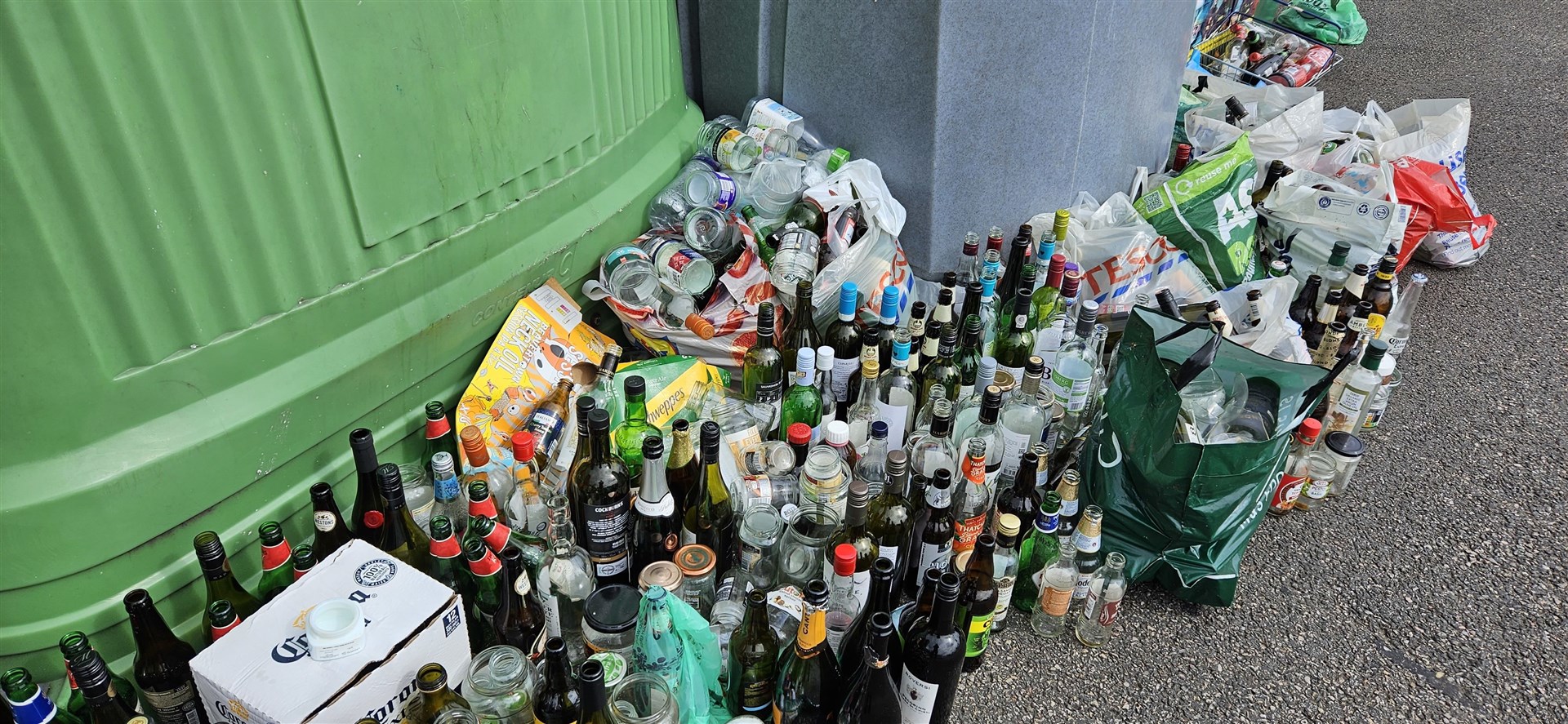 Bottles littering full banks at Tesco's Tomnahurich Street branch
