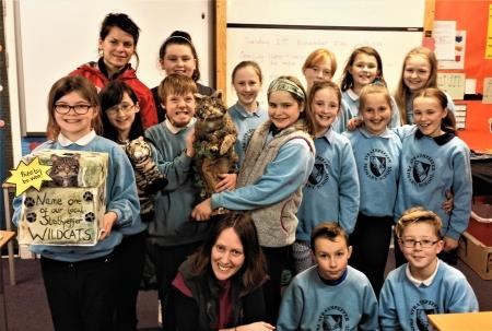 Strathpeffer pupils who have turned cat detectives along with Keri Langridge of Scottish Wildcat Action (front) and Highland Council ranger Jenny Grant.