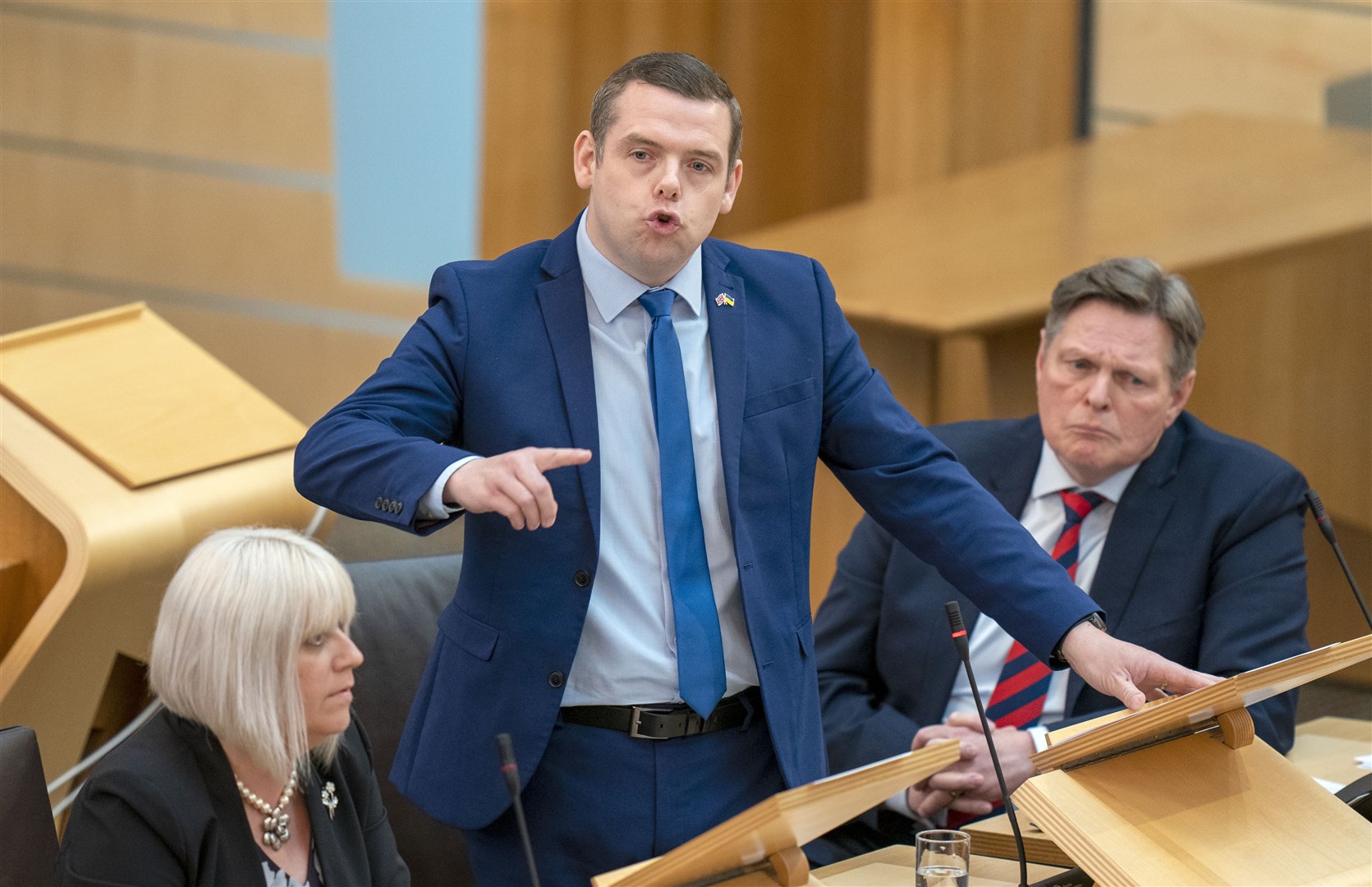 Douglas Ross and all but two of his MPs voted against the Prime Minister (Jane Barlow/PA)