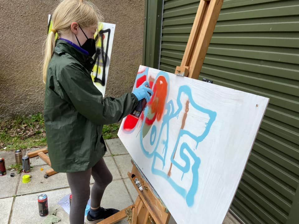 Ellen Hogg. The graffiti session in Cromarty resulted in many colourful creations - and lots of fun.