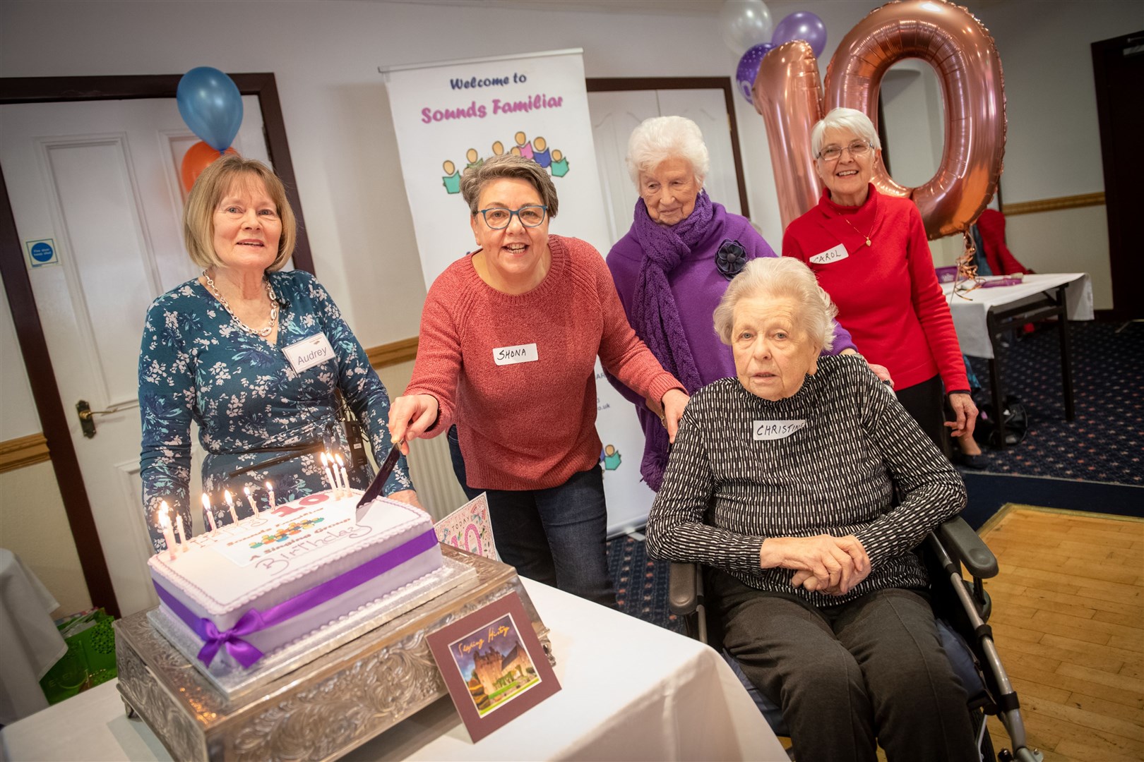 Cutting the cake are Audrey Whyte, Shona Thomson, Vera Nairn, Carol Stevenson and (front) Christine Macdonald. Picture: Callum Mackay.