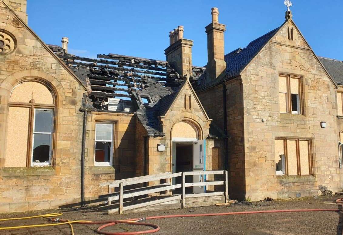 The roof has been destroyed in places at Park Primary School. Picture: Highland Council.
