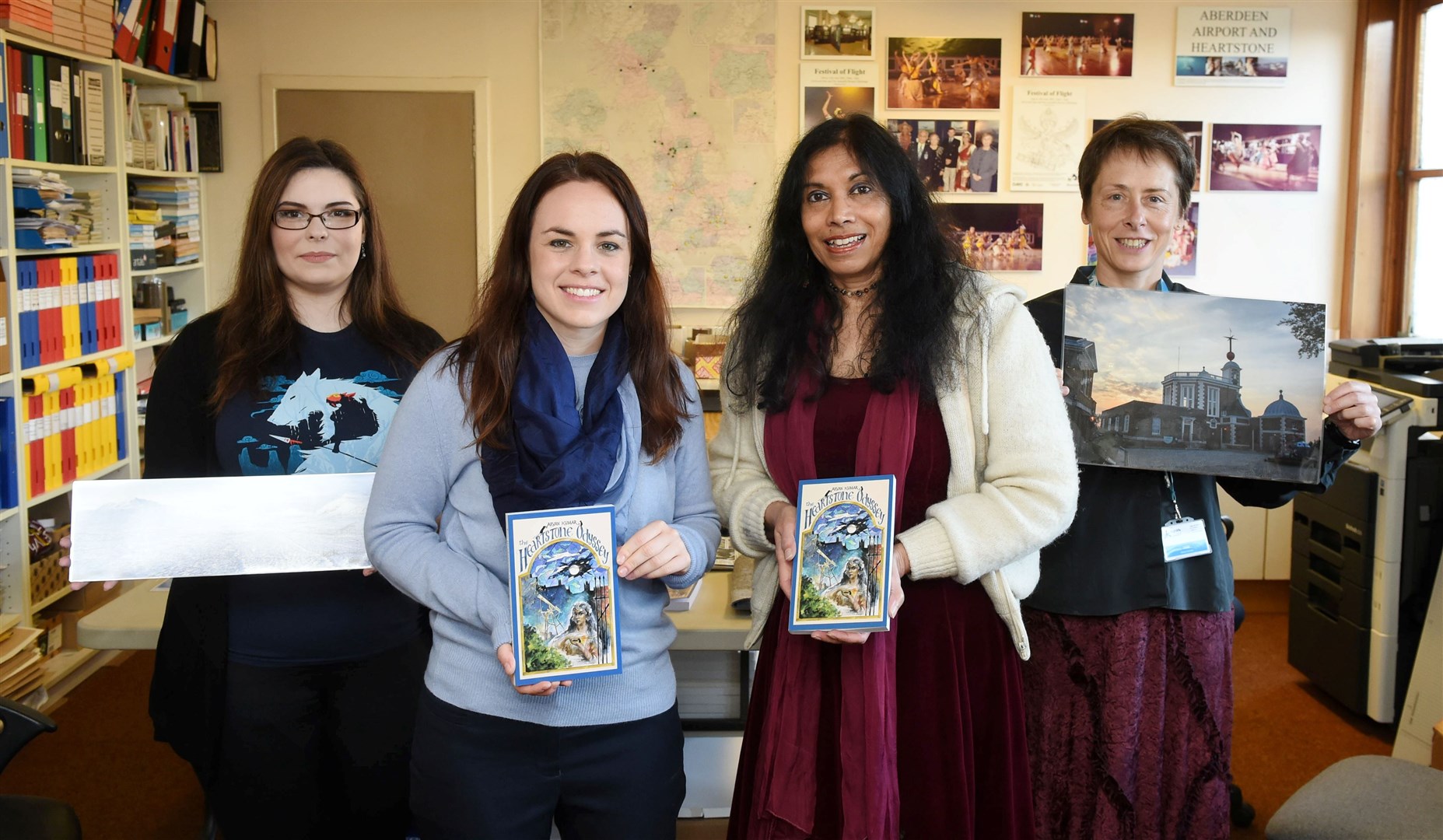 MSP Kate Forbes visits storytelling centre project and meets Amy Macaskill-Watt, Sitakumari and Joolz Christie. Picture: Callum Mackay. Image No..
