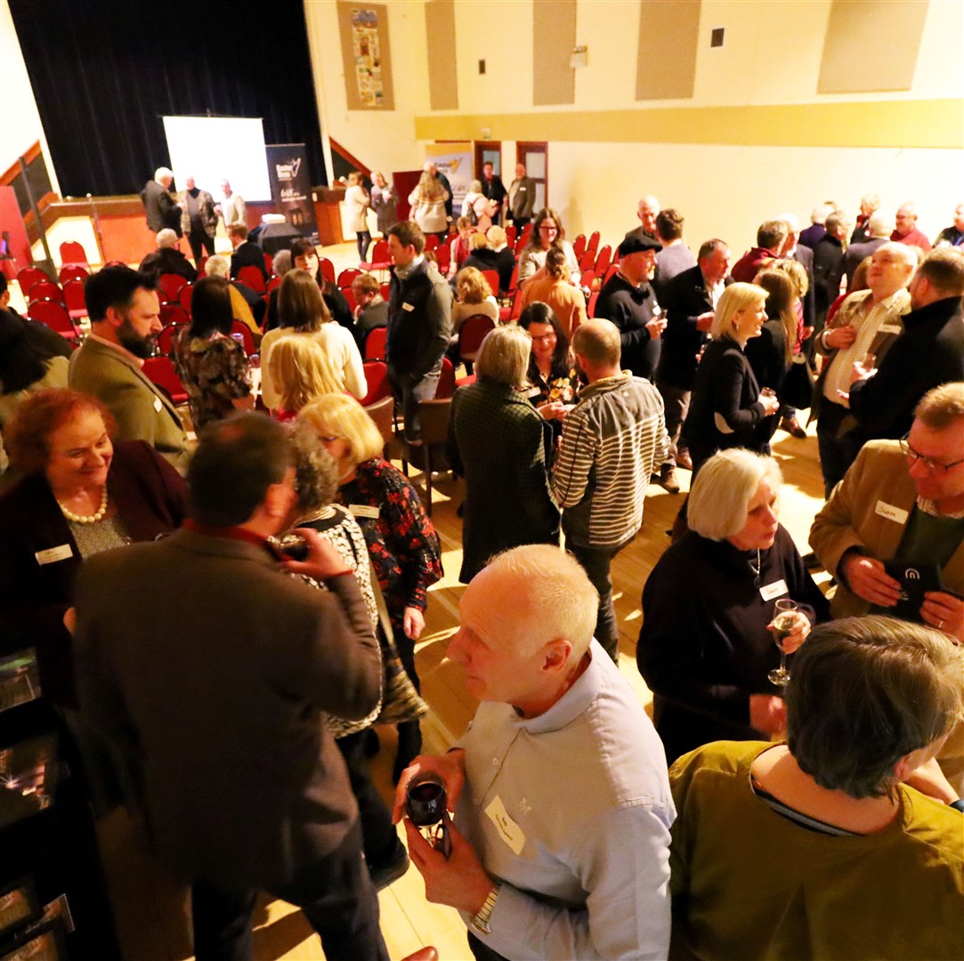 Launch of Easter Ross Peninsula as visitor destination at Seaboard Memorial Hall: People networking after the presentation. Picture: James Mackenzie.