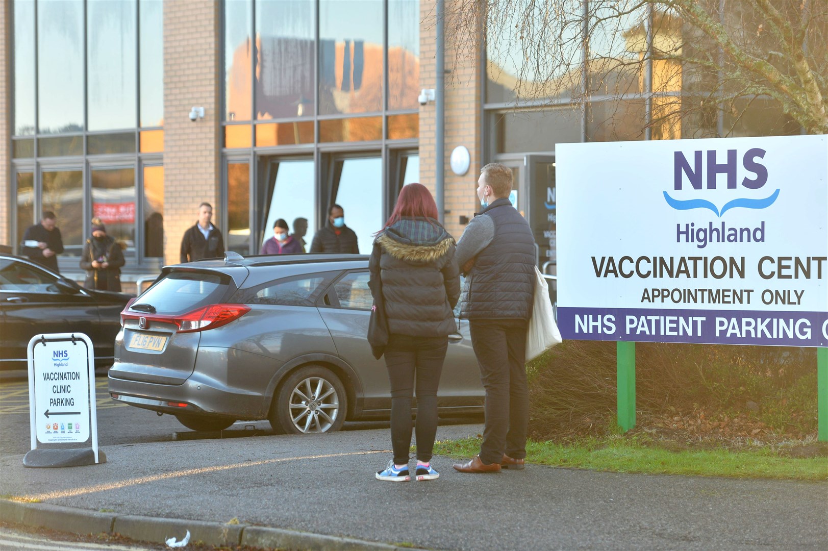Vaccination booster queues, Inverness Vaccination Centre, Business Park.