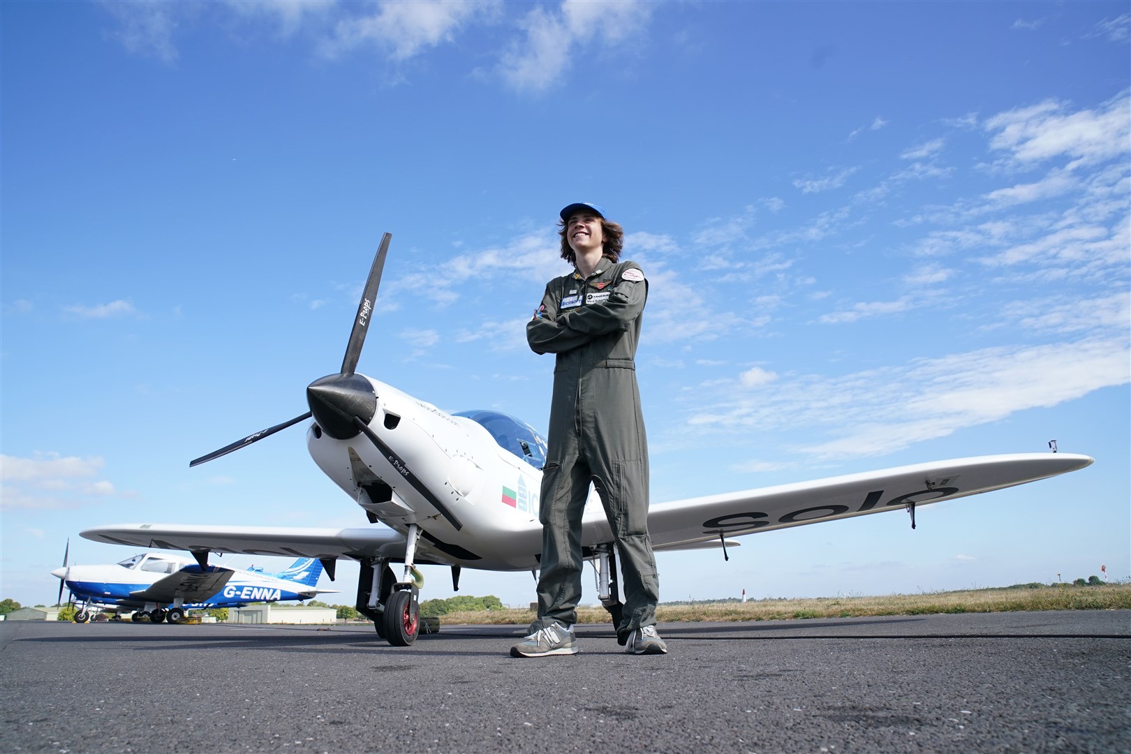 Mack Rutherford at Biggin Hill Airport during his bid to beat the Guinness World Record (Gareth Fuller/PA)
