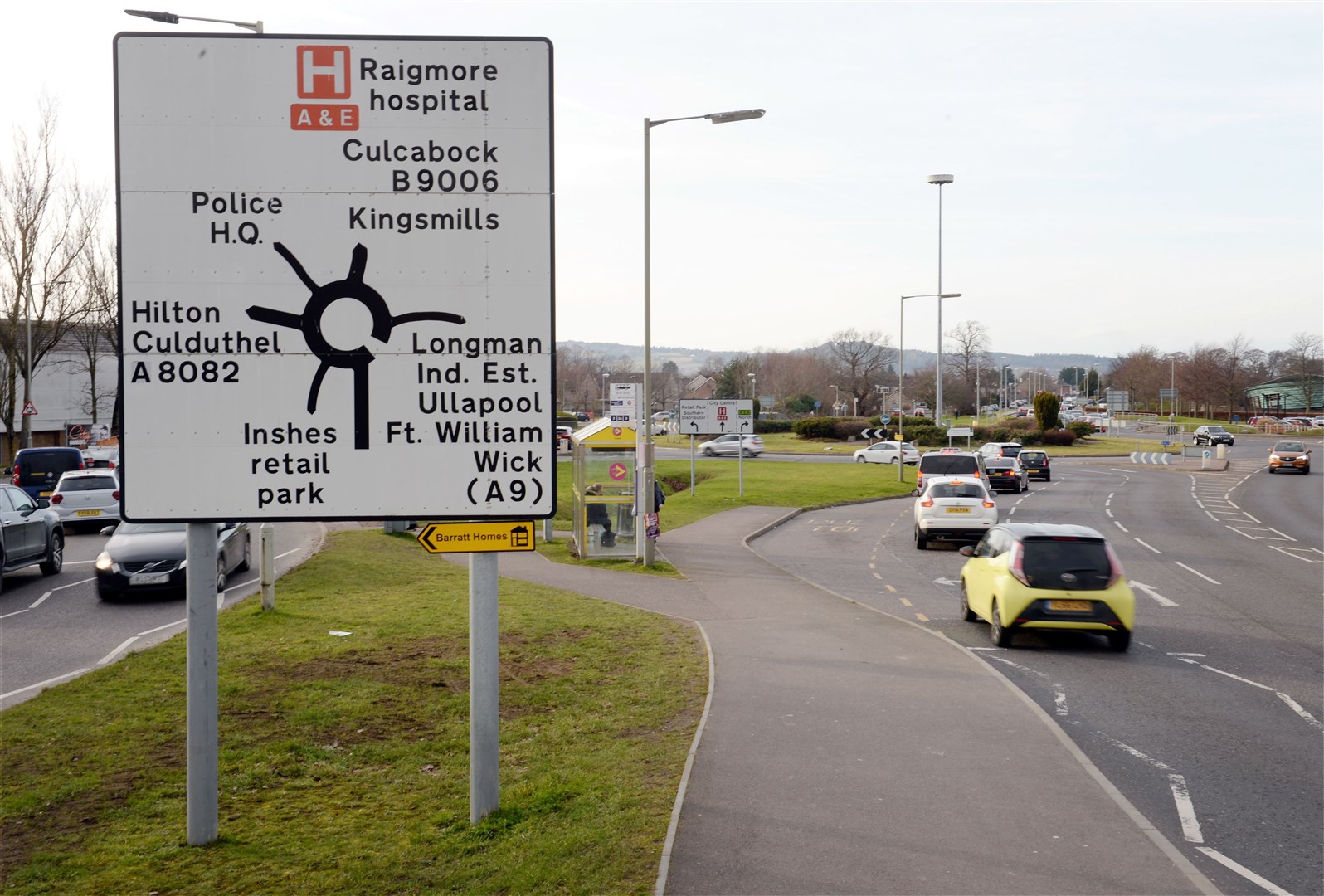 The proposed scheme includes creating a signalised four-way roundabout by reducing the number of vehicular access points.