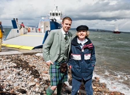 Ferry proprietor Tom Henderson and actress Penelope Keith at the launch of the Cromarty Queen in 2011.