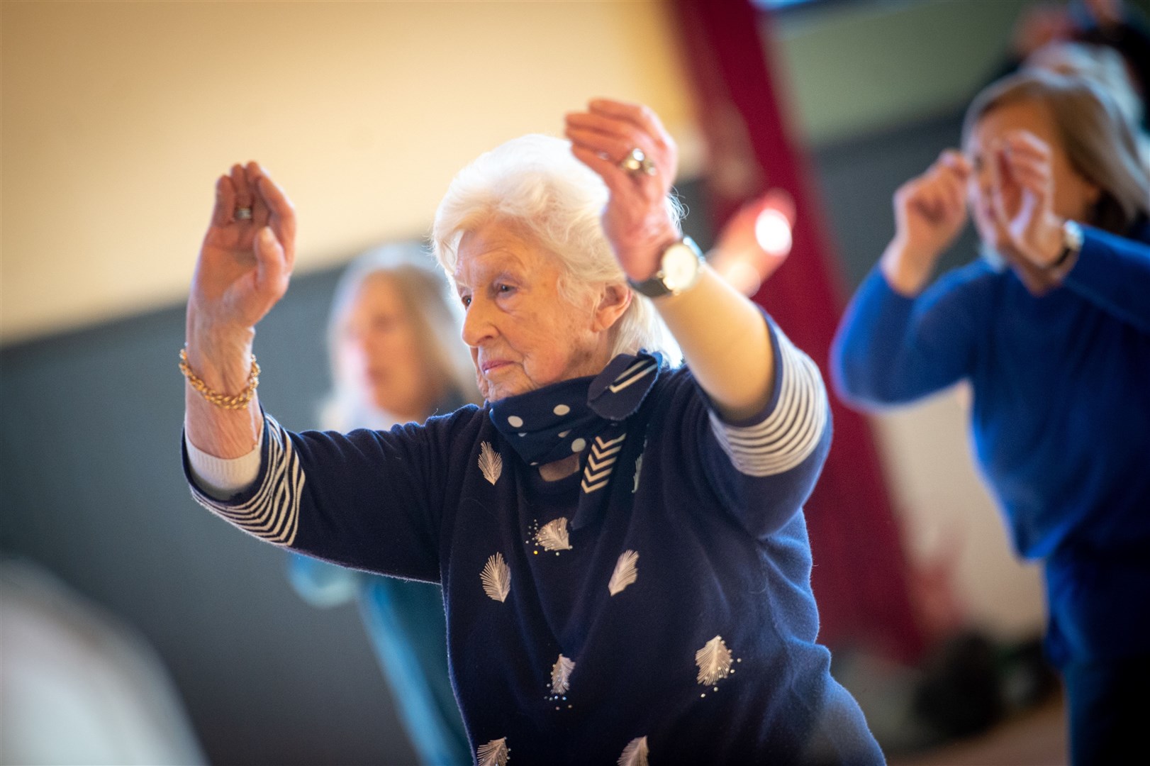 Vera Nairn (95) keeps up the pace at the hour-long fitness class. Picture: Callum Mackay.