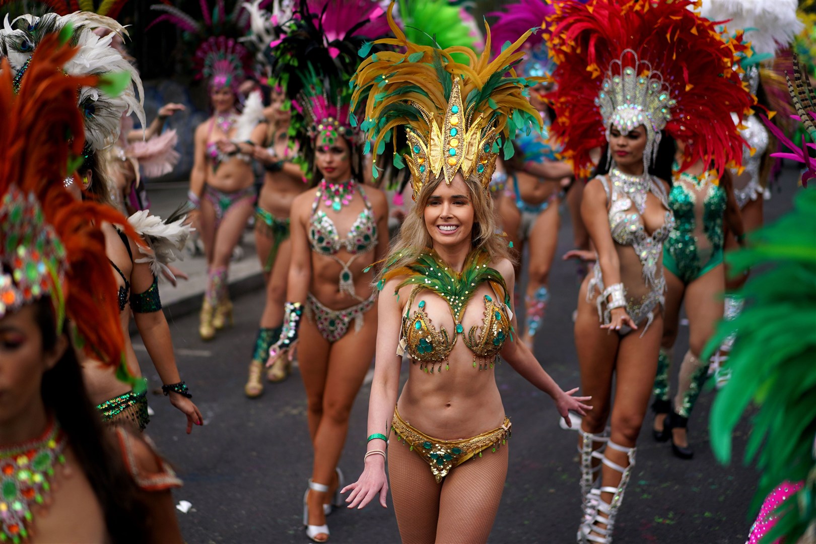 Samba dancers at Notting Hill Carnival (Victoria Jones/PA)