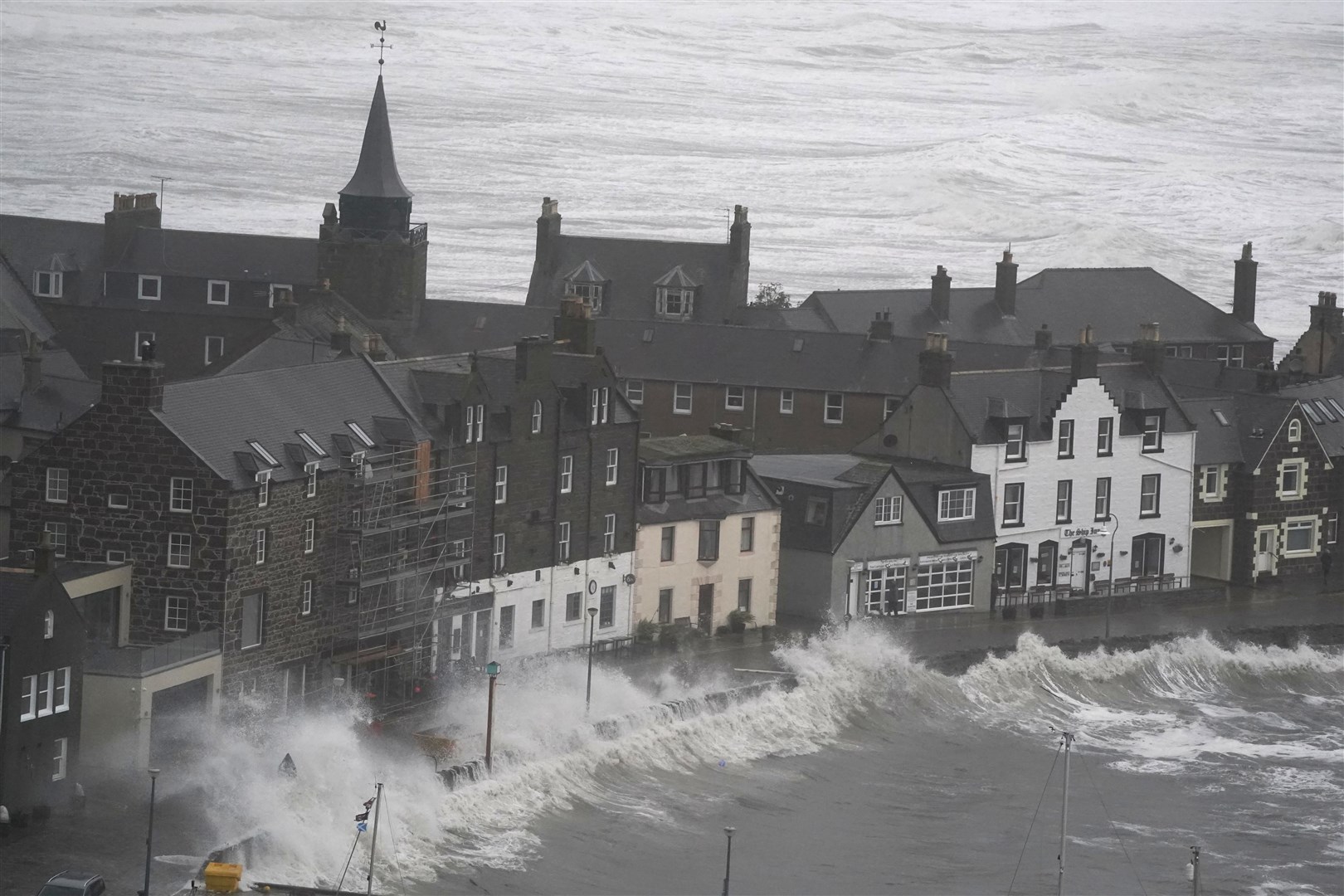 Stonehaven harbour was part of the area covered by the red warning (Andrew Milligan/PA)