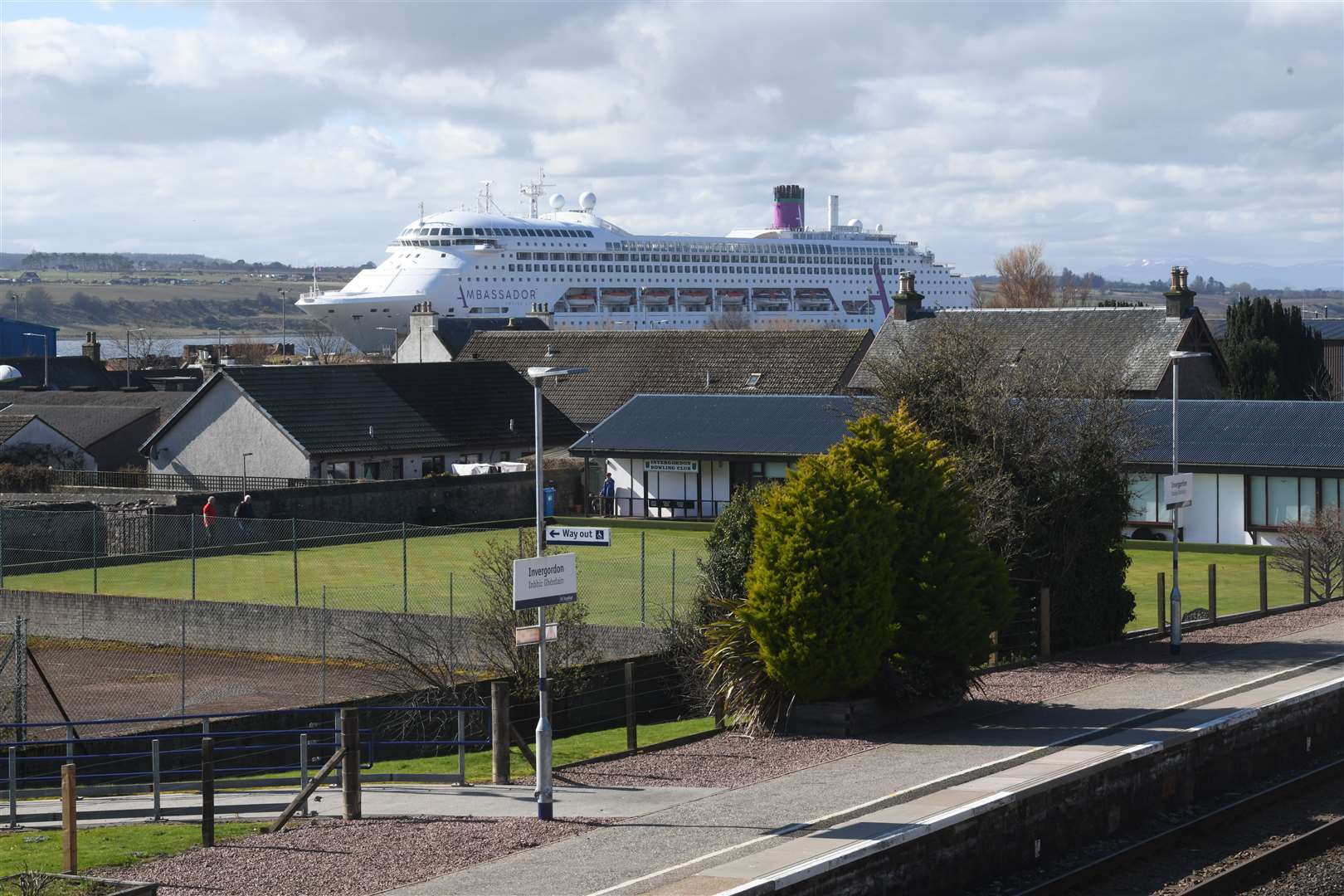 Ambassador's Ambience cruise ship at Invergordon on Saturday, April 1, marking the start of the 2023 season. Picture: James Mackenzie.
