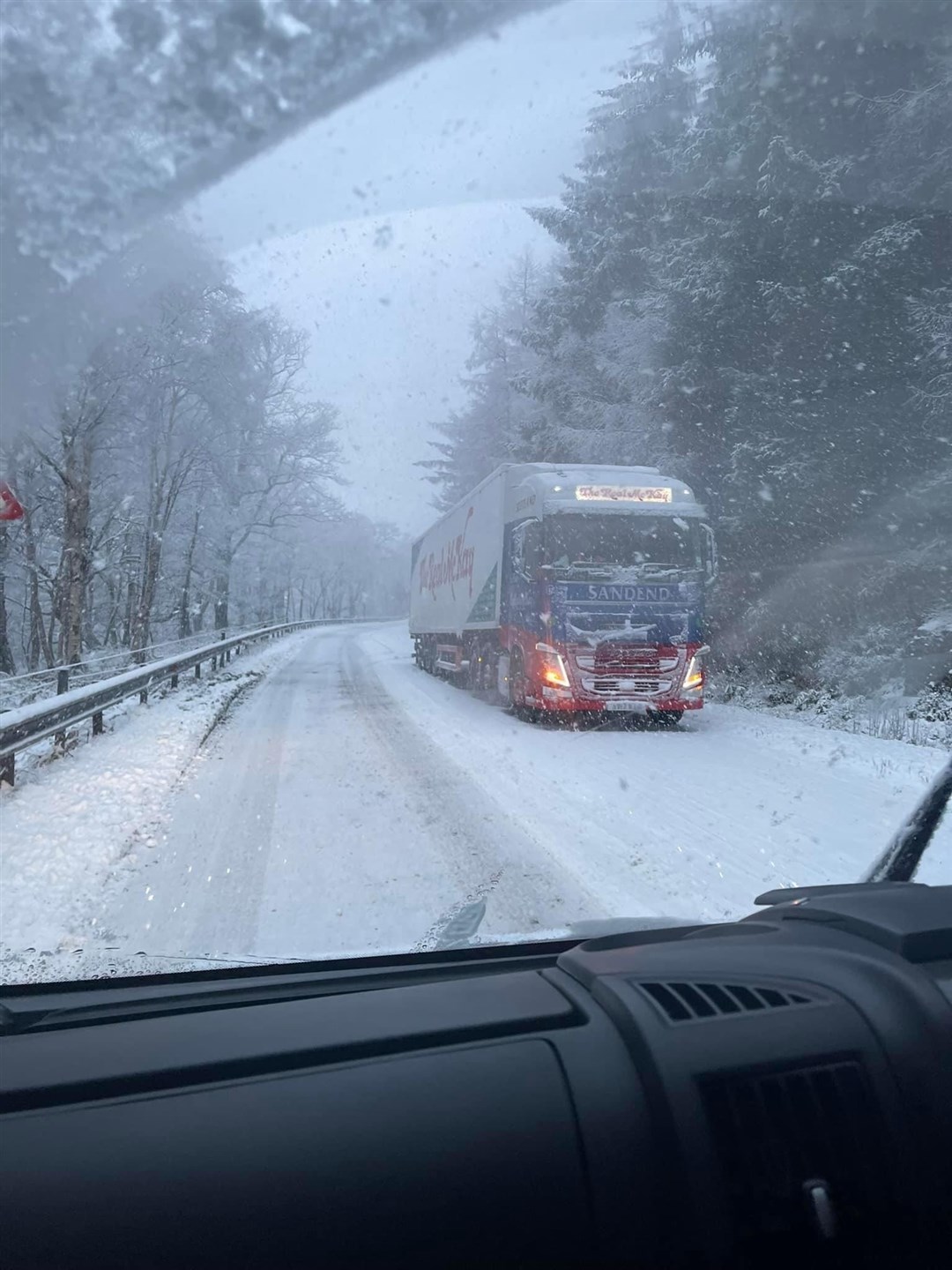 This picture was taken on the A835 yesterday by Fiona Macleod-Chiarini. Conditions on parts of the north-west network remain challenging today.