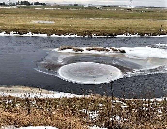 Jamie McCarthy saw this massive ice pancake while walking stretches of the Thurso River last year.  Photo: Jamie McCarthy