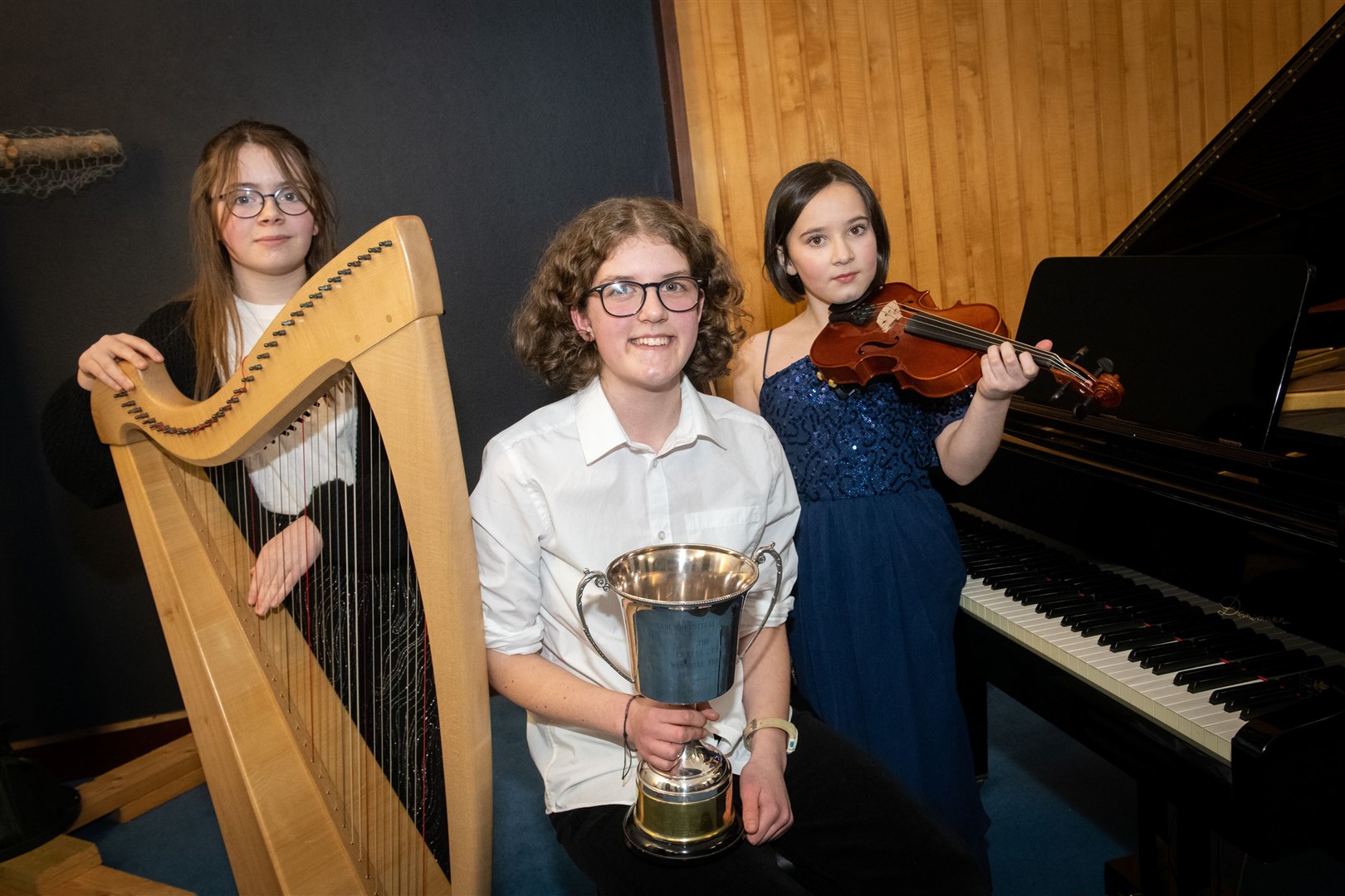 At Saturday’s Curtis Craig competition: Isabelle Bremner (Inverness Royal Academy), Angela Nankivell (Dingwall Academy, winner) and Myfanwy Treacy Plain (Gordonstoun). Picture: Callum Mackay