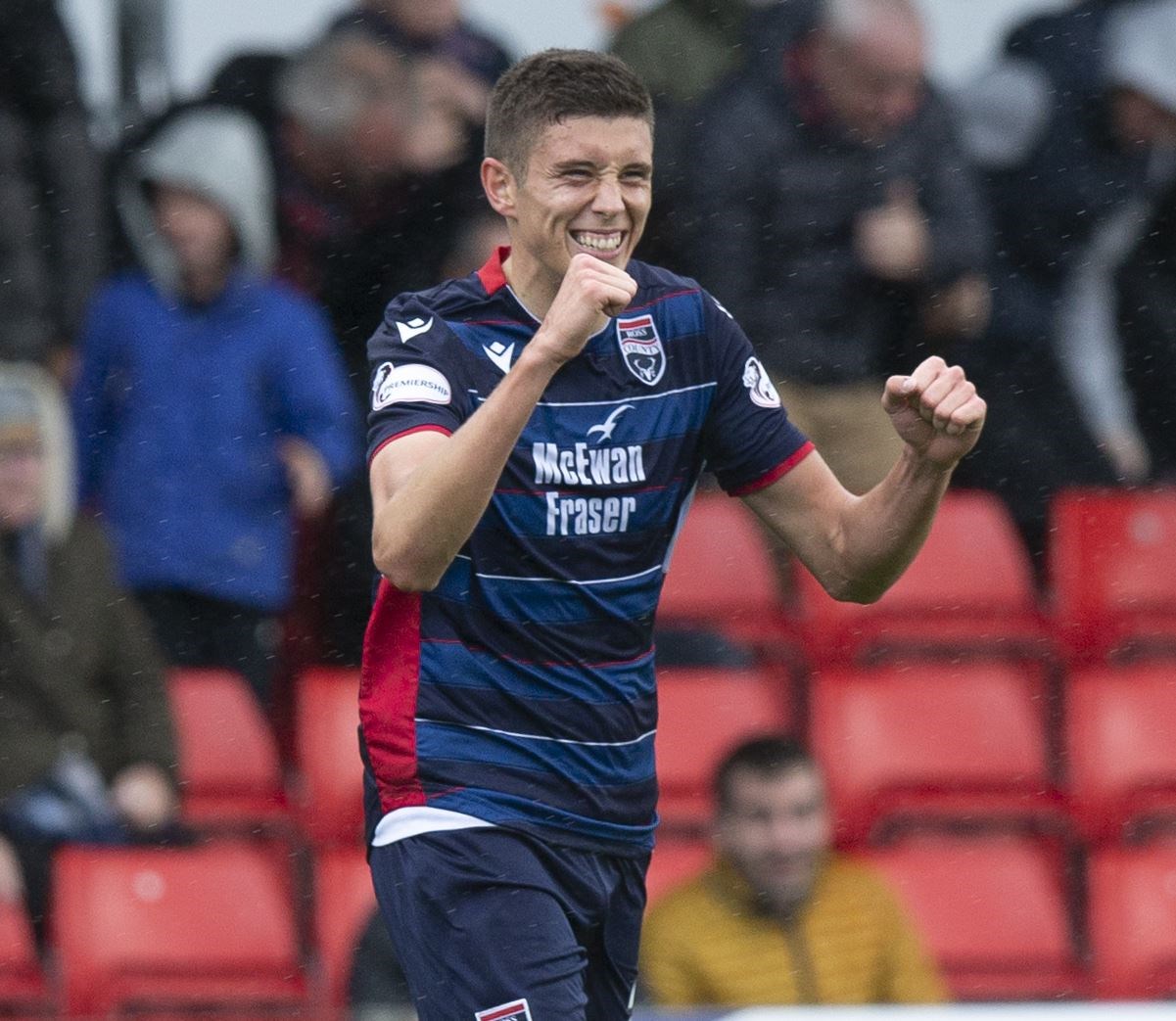 Ross Stewart celebrating finding the back of the net. Pictures: Ken Macpherson