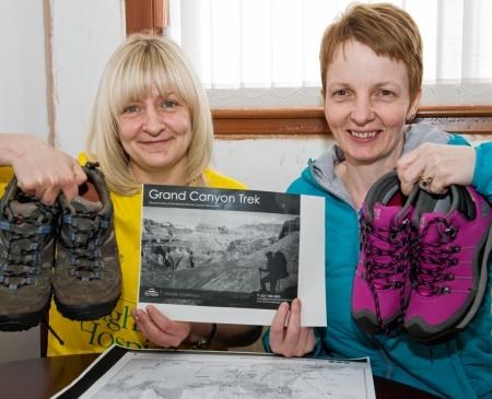 Kerry Mackenzie (left) and Linda Reid get ready for their Grand Canyon trek. Picture: Ian Rhind.
