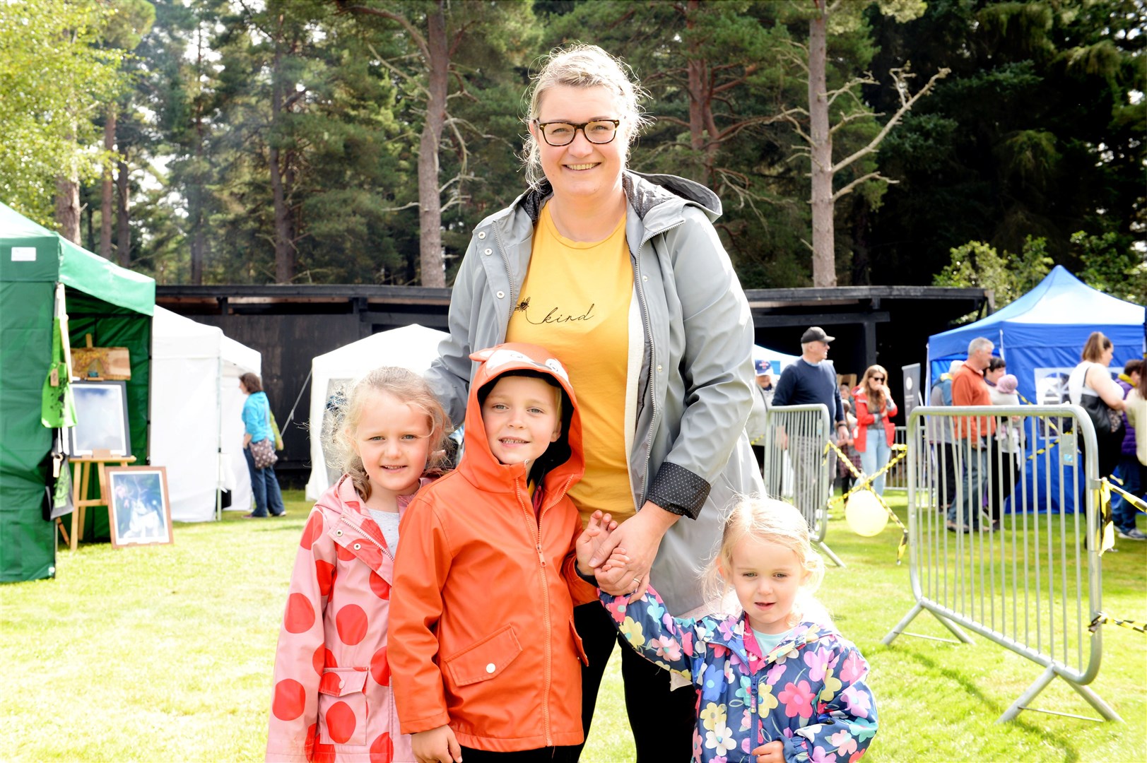 Wildwoodz Open Air Market 29 August 2020..Jacqueline, Caitlin, Cameron and Millie Auld from Inverness..Picture: James Mackenzie..