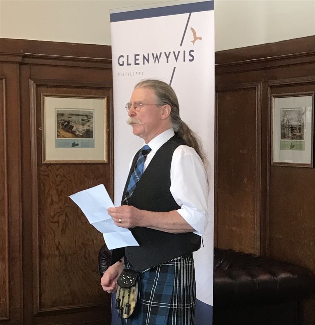 Dr Jock Ramsay of GlenWyvis Distilley, speaking at the awards ceremony.
