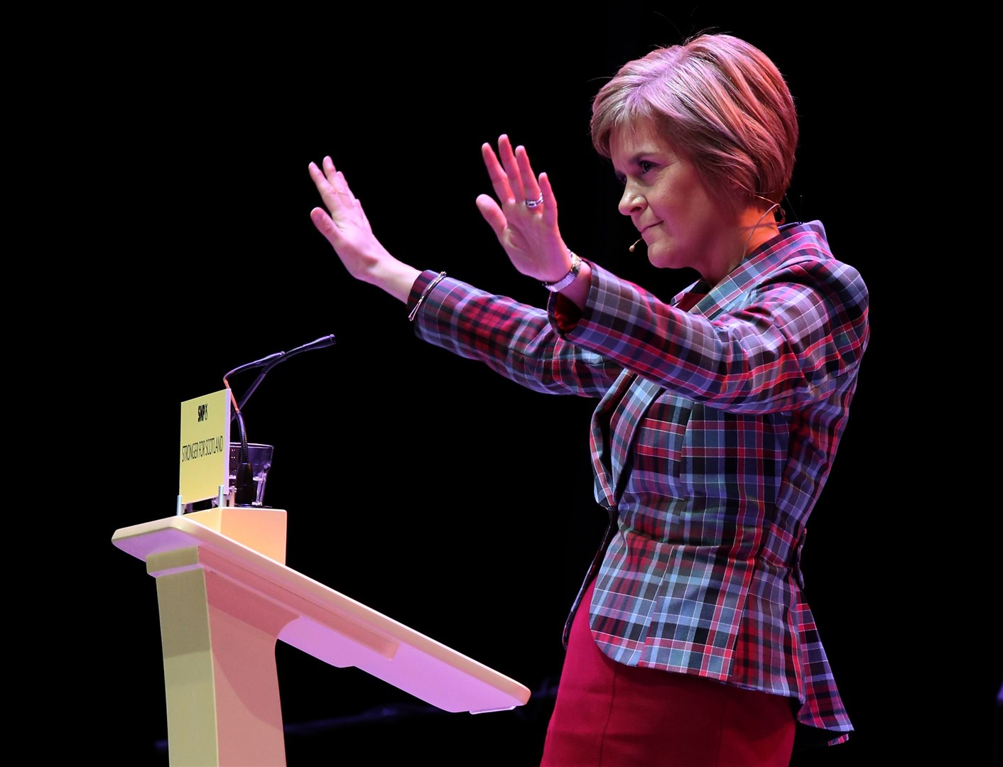 Nicola Sturgeon speaks at a rally at the SSE Hydro in Glasgow in 2014 (Andrew Milligan/PA)