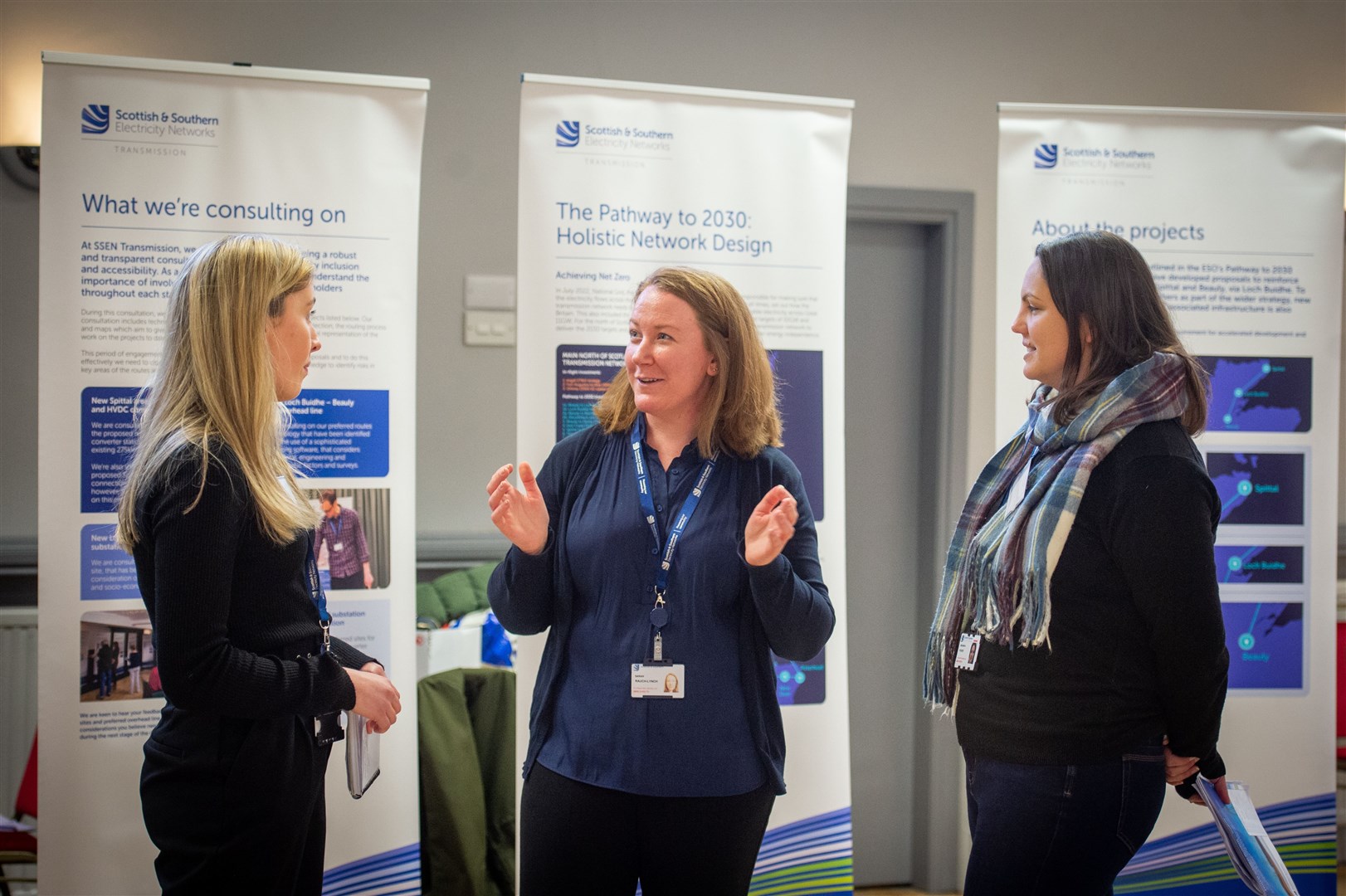 SSEN's Rebecca Gay, Sarah Rauch-Lynch and Bronwyn Fisher Consents & Environment Manager. Picture: Callum Mackay..