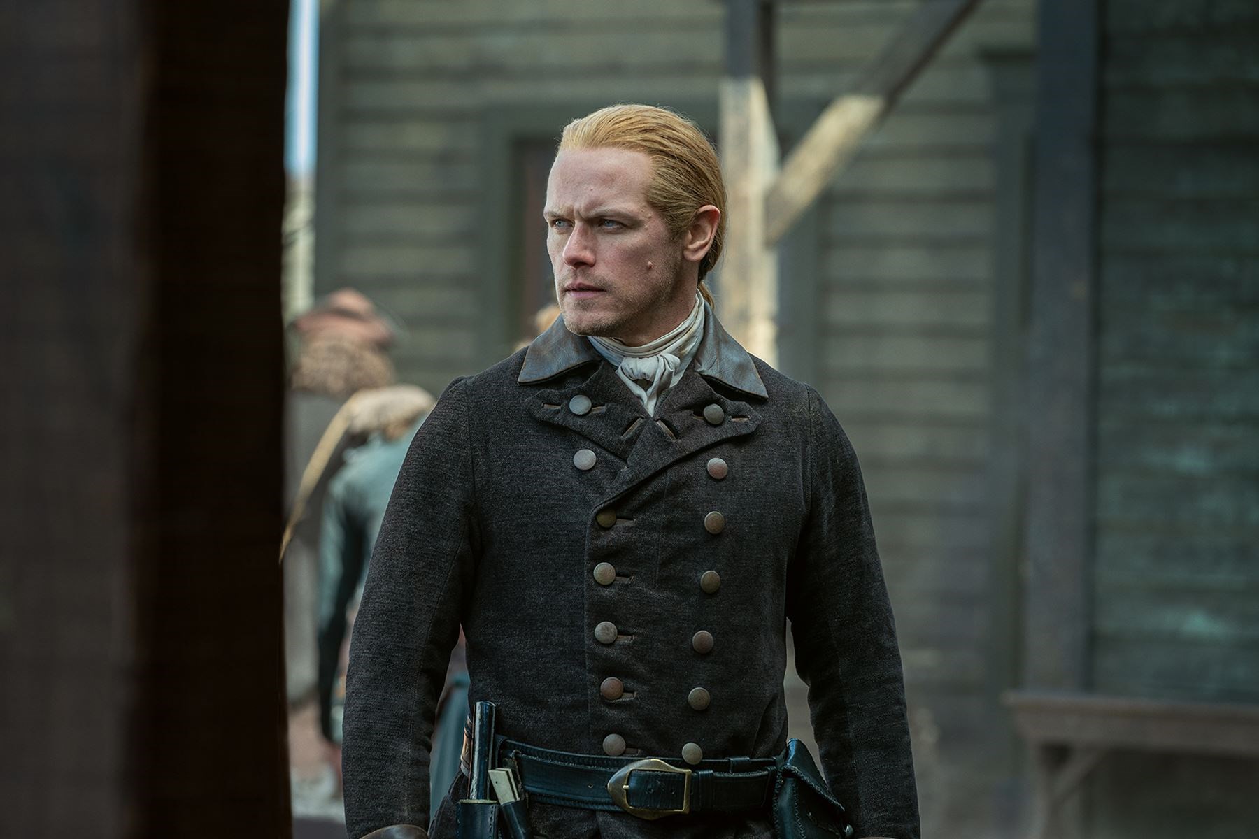 Sam Heughan returns as Jamie Fraser in Outlander.