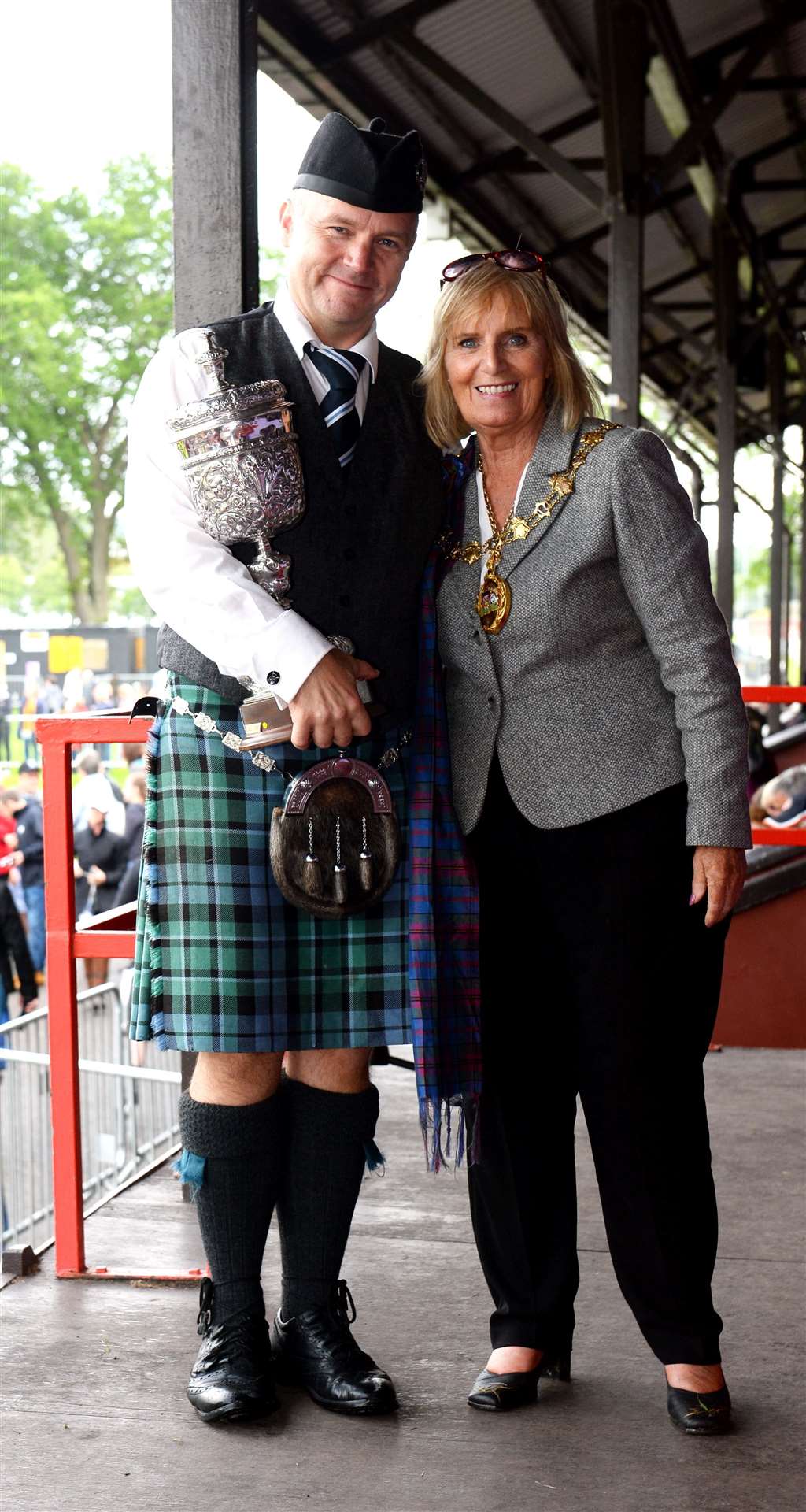 Pipe Major Stuart Liddle of Inveraray and District Pipe Band winners of the grade 1 trophy 2019 presented by Provost Helen Carmichael European Pipe Band Championships Chieftain. Picture: Alasdair Allen
