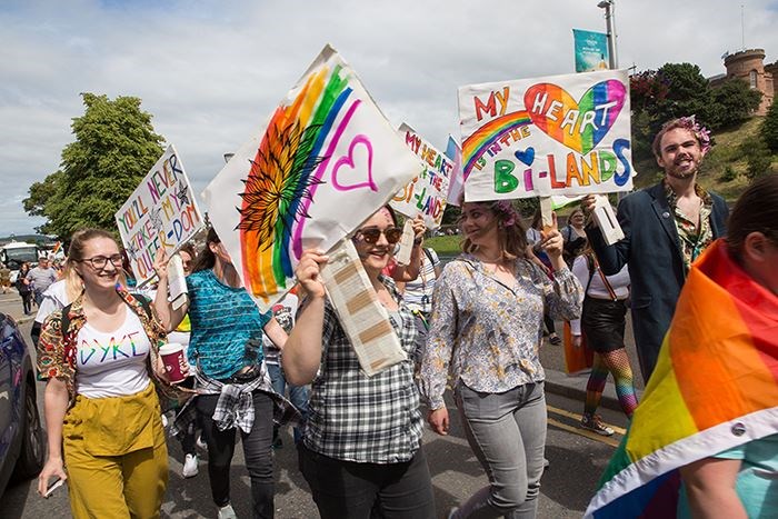 Pride marchers in good spirits. Picture: Alison White