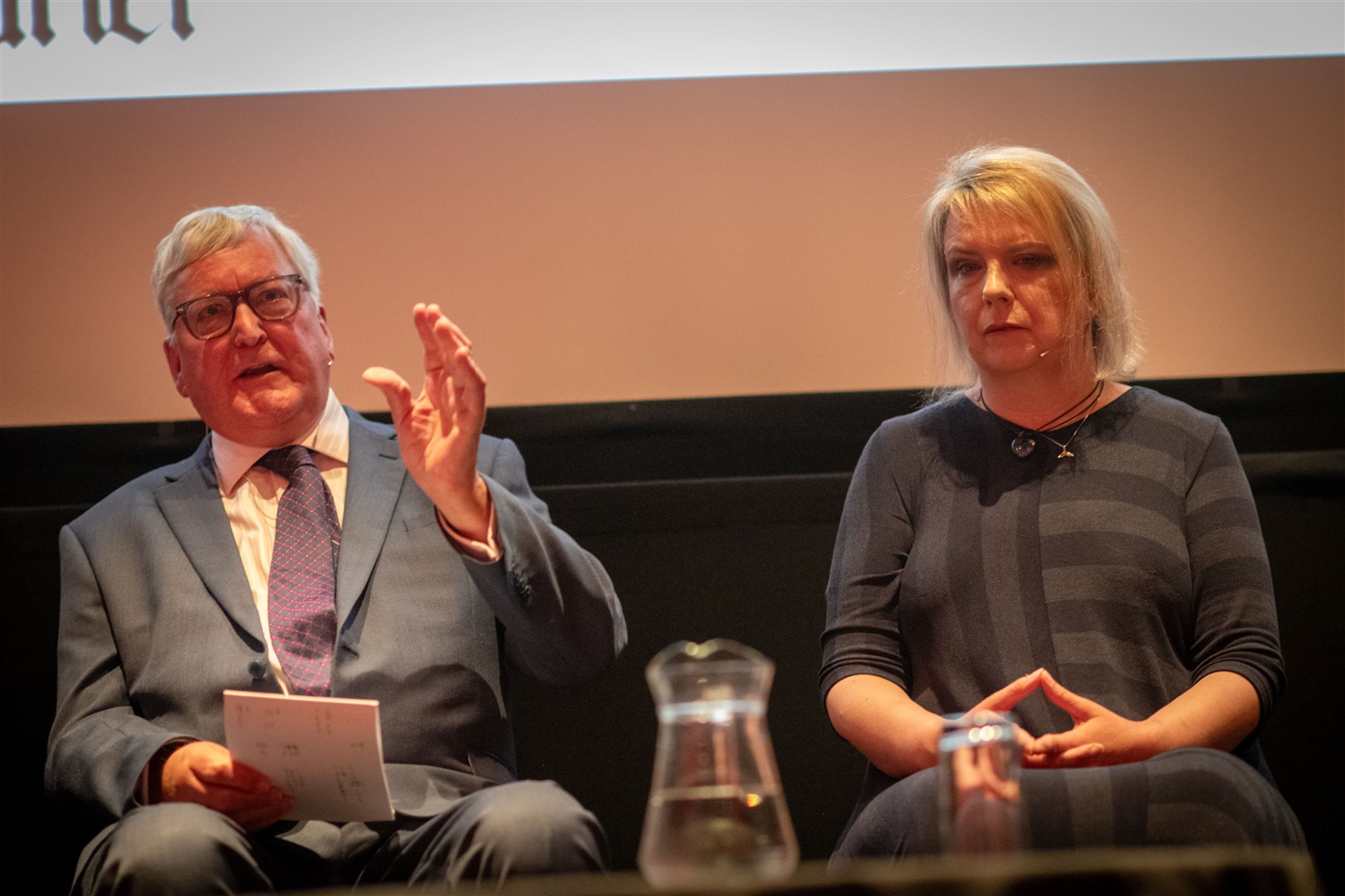 Fergus Ewing MSP and Laura Hansler A9 Dual Action Group. Picture: Callum Mackay..