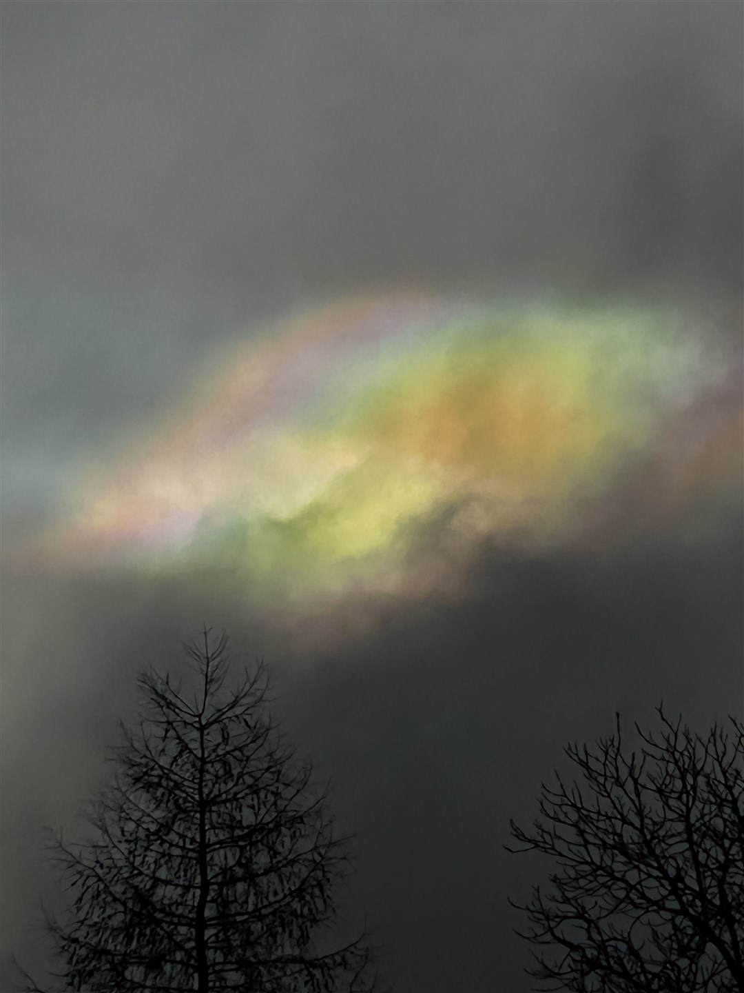 Spooky sighting. Mr Hazlegreaves explained: "This a still image from last night. It was very surreal and ethereal because the very thin stratus cloud was letting the colours through. The video was from a few minutes later after the low cloud cleared revealing the high nacreous clouds."