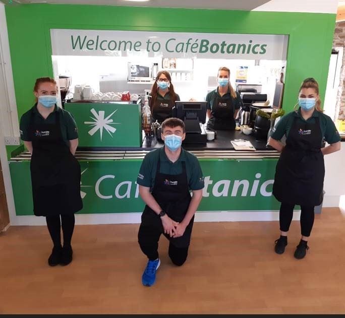 Staff at the reopened cafe at Inverness Botanic Gardens.