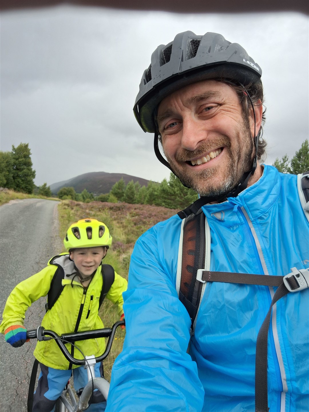 John and Matthew on a memorable biking trip in the Cairngorms.
