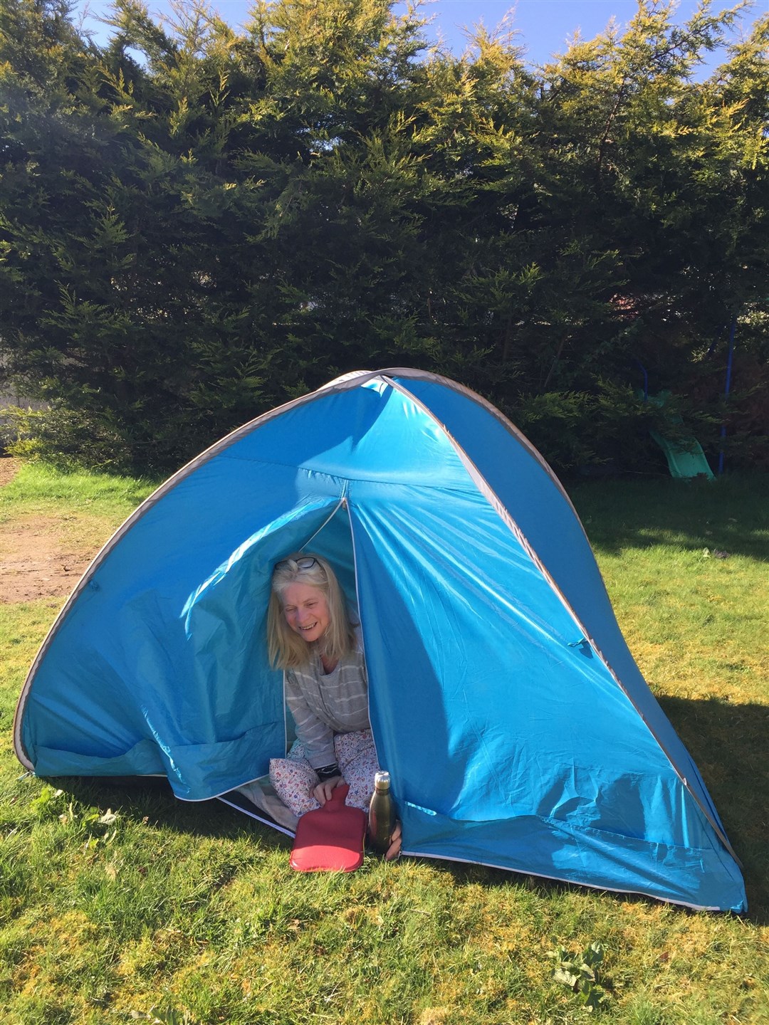 Rona Matheson has been camping in her garden to raise money for the Haven Appeal.