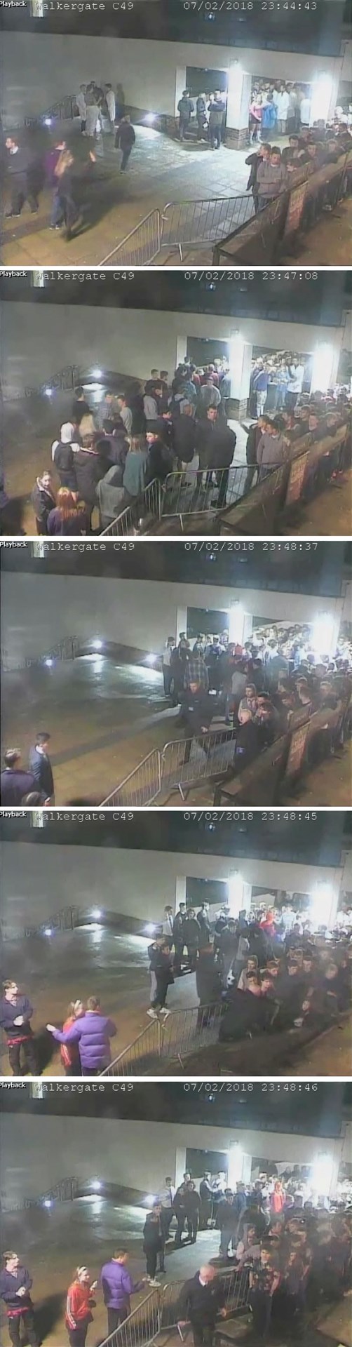 CCTV footage outside the Missoula night club in Durham, showing the scenes as students queued (Durham County Council/PA)